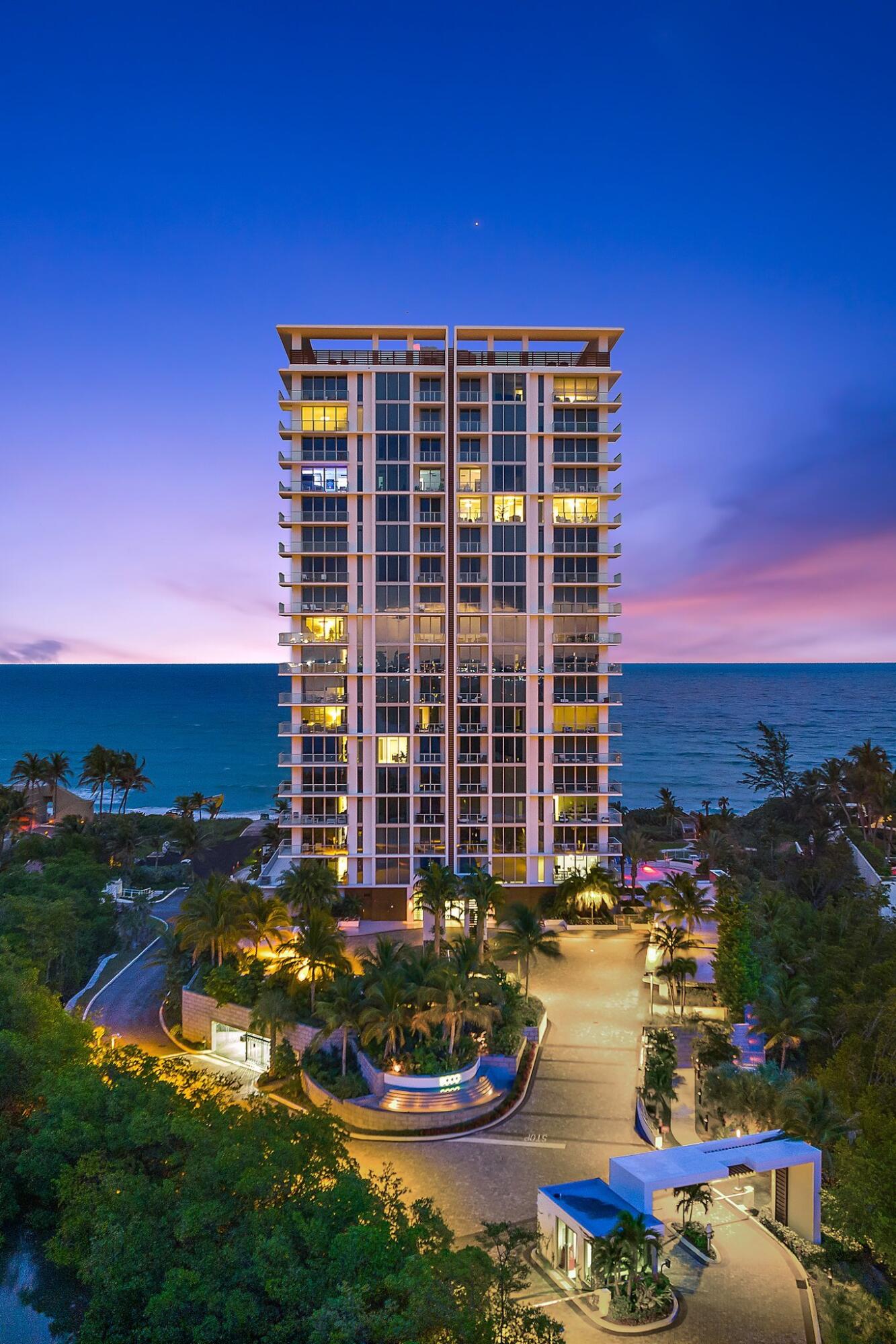Welcome to the Iconic 5000 North! One of the most sought after locations on the pristine beaches of Singer Island South Florida. Reside in arguably Florida's most luxurious boutique oceanfront towers, 5000 North was tastefully assembled & designed by renowned architect Randall Stofft. Construction completed in 2020 on this unit and it's been completely retrofitted with the latest in technology with professionally designed and hand picked finishes throughout. 1701 boasts soaring east and west exposures with sunrise & sunset views unparalleled to the competition around. Being 1 of only 48 ultra luxury elite units in 5000 North, a private elevator to 1701 delivers its owner directly to its entrance. A custom 300 gallon saltwater aquarium showcases your entryway for a WOW factor all guests would enjoy. Inside, oversized 48in white porcelain floors excite your welcome while delivering a modern ocean front taste coupled with a gorgeous kitchen revealing electronic touch high gloss cabinetry and quartzite custom counters showcasing a 12 foot island all highlighted with hidden back lit LED lighting. A large walk-in pantry has been outfitted with custom built ins and matching high gloss cabinetry. 4 en-suites and a half bath help compliment this spacious 3,753 square foot under air enclave with all closets being upgraded with custom designed built ins and cabinetry.  Tailor-made remote control window shades have been installed throughout 1701 to offer ample shade and privacy throughout the different settings in your day. This 17th floor unit has been outfitted with a control 4 home system giving the owner easy access & use of all technology including; music, temperature, shades, etc. all at the touch of a button. Sonos speakers have been placed throughout the unit connected to your control 4 operating system allowing for optimal use and entertainment. 1701 offers a unique opportunity for a luxury home in the sky tastefully furnished and decorated at a top tier level. Over $25,000 in custom hand stitched leather couches imported from Germany. Over $40,000 in über quality furnishings from Zuri ; beds, night stands, hutches, dining room table, bar stools, patio furniture, sofas etc. Wifi range extenders have been installed specifically throughout the unit for internet use & efficiency. 1701 offers and extra bonus parking spot (3 spots in total with unit) as one of the many pro's that go along with this outstanding unit. Your custom theatre & Your game room boasts a top of the line short throw projection system onto a custom cut 100 inch theatre screen visible in any lighting conditions (w/ quad split screen capabilities) coupled with customized speakers and sub surround system.  The opportunities for this unit are endless and truly offer a once in a life time experience. 1701 offers a unique opportunity to own your gem in the sky with endless views and entertainment opportunities. 5000 North offers a lifestyle of class and exclusivity boasting 340' of pristine beachfront as well as designated areas for natural habitat and vegetation. The building itself offers a residence club room & outdoor piazza highlighting a summer kitchen, bar, state-of-the-art fitness center and luxury pool deck common area. A gorgeous reception area presents all guests and owners with a luxurious welcome and all owners have vip access to concierge services. Again, 1701 offers 3 temperature controlled underground garage spaces unique to this specific unit. Steps from the best beaches in South Florida, minutes from international airports, and a short drive to I-95, the turnpike, and the best shopping in the area;1701 is a total package for the most discerning buyer looking for luxury beachfront living!