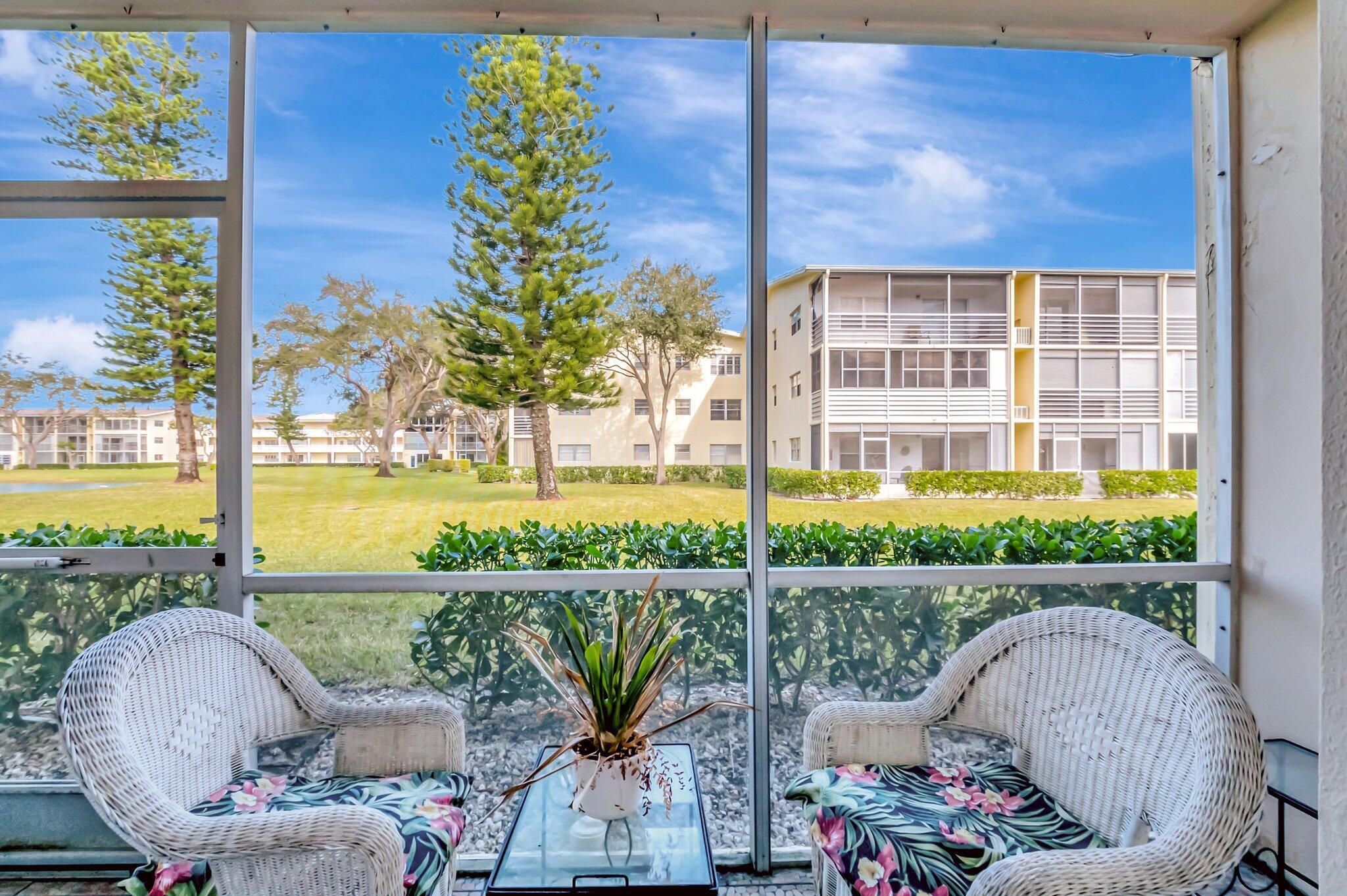 Charming & Sunlit 1-Bedroom Condo in a Vibrant 55+ Community! Step into this beautifully maintained 1 bedroom/1 bathroom condo, where natural light fills the living space, creating a warm and inviting atmosphere. Start your day with a cup of coffee or unwind in the evening on your private screened patio, offering peaceful garden views. Located in a lively 55+ community, this home grants you access to an array of resort-style amenities, including a clubhouse, sparkling pools, a state-of-the-art fitness center, a theater, and a calendar full of social activities. Whether you're looking for relaxation or an active lifestyle, you'll find it all here! Just minutes from shopping, dining, and entertainment, making convenience part of your everyday life. Don't miss this opportunity!!!