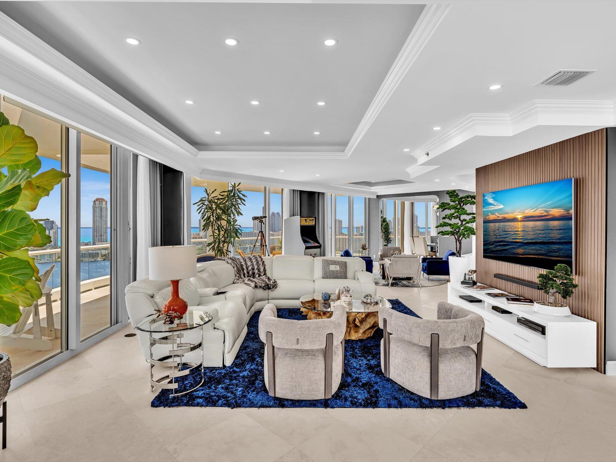 INVESTOR OPPORTUNITY! Welcome to Penthouse-6, an exquisite 2-story residence offering unparalleled and breathtaking panoramic views of the ocean, intercoastal, and the Sunny Isles skyline from every room! Completely remodeled! Currently tenant occupied until December 2028.This remarkable penthouse is located at the magnificent Williams Island. Enjoy magical sunrises and gorgeous water views from your 1,545 sqft balcony and a private Zen garden. Residents engage in an amenity-rich lifestyle that encompasses a 27,000 square foot Spa, Fitness & Wellness Center and a Grand Slam-inspired tennis center. Enjoy a premier dining experience at the Island Grille, with more casual dining at the Island Club Pool Bar & Grill and the Island Deli with our very own Starbucks.