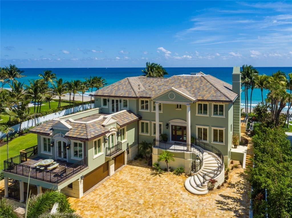 BEST OF BOTH WORLDS/SUNRISE TO SUNSET ON HILLSBORO MILE. OCEANFRONT GATED ESTATE W/150' WTRFRT ON OCEAN & 150' INTRACOASTAL. 6 BEDS/6 BATHS/3 HALF BATHS.  AMAZING OCEAN & INTRACOASTAL VIEWS THRU-OUT. EXTENSIVELY RENOVATED IN & OUT ARCHITECTUALLY & PROF.DESIGNER (IN 2017) THIS ESTATE READS LIKE A NEW PRODUCT. OVER-SIZED TROPICAL HEATED POOL W/ SALT/AUTO PILOT, JACCUZI & WATERFALL. FULL HOUSE GENERATOR, EXCEPTIONAL HOME THEATRE/GAME RM, WINE RM, CRAFT RM, 4TH FL LOFT. BONUS DETAILS IN BROKER REMARKS