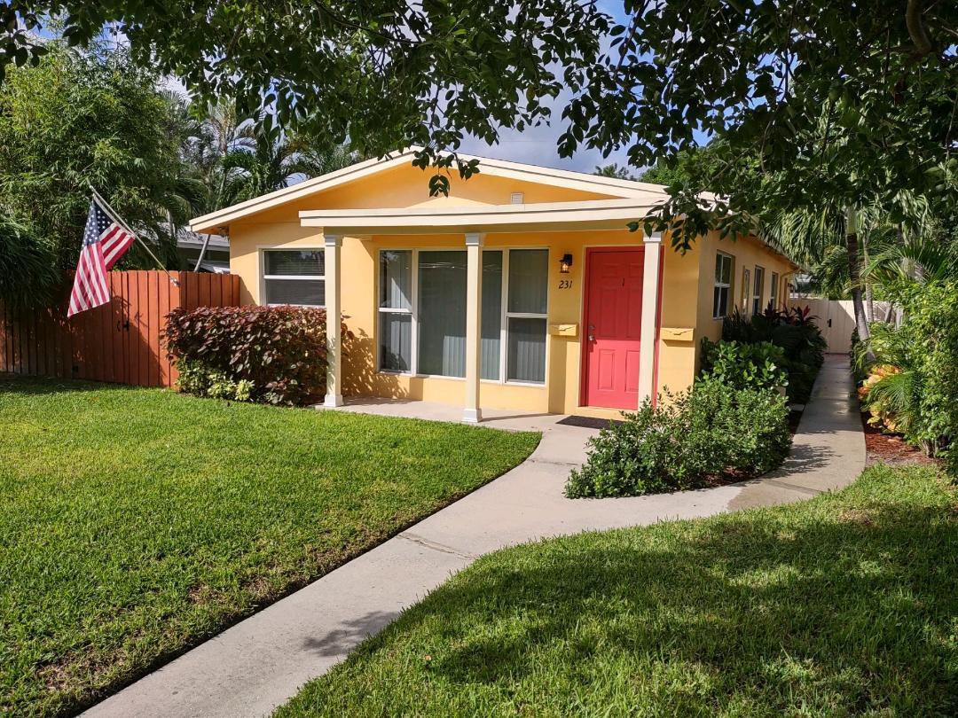 Welcome to this charming half duplex in Pinehurst, Pompano Beach, offering an efficient and comfortable living space. This single-story property features two bedrooms and one bathroom within 750 square feet of finished area, providing a practical layout for modern living. Impact windows and doors, tile floors, and a fenced yard. The floorplan delivers a low-maintenance lifestyle while maintaining privacy and functionality.  Conveniently located within walking distance to Publix, restaurants, stores and the beach! Utility room with full size washer/dryer shared with back unit.  Only ESA pets allowed.