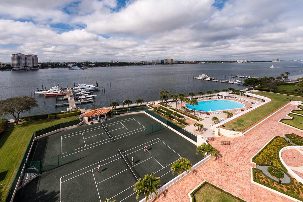 Exclusive top floor 4 bedroom 4 bath condo with expansive water views. Grand living room with separate family room. Two master bedrooms, two guest bedrooms, two laundry rooms, two doors to access the unit, two indoor assigned parking spaces, two storage units. Private Beach Club, tennis courts, yacht docks Divine pool. Full concierge/door man services. Pet friendly building. Pool Cabana available by separate negotiation.