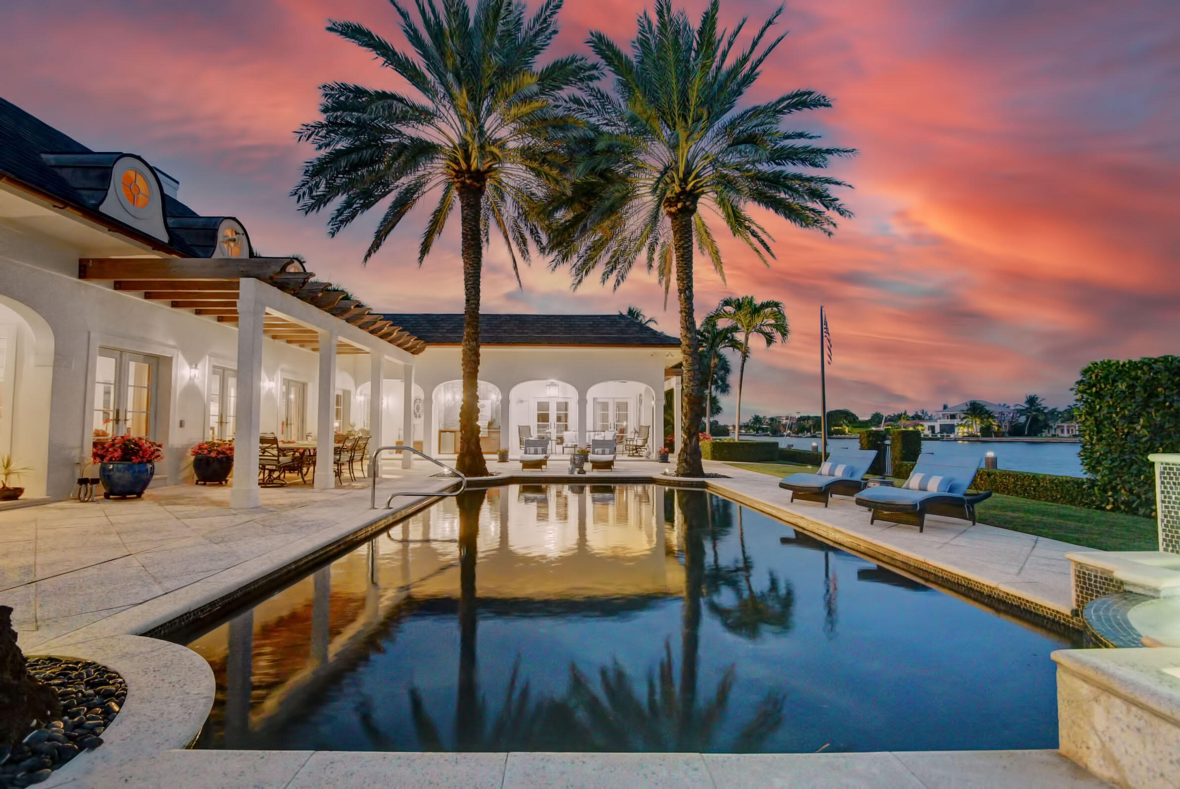 Beautiful Estate Home located on a Large Waterfront Lot in Point Manalapan. Sitting on 31,500sft /0.723 Acres,this 4 Bedroom ,4 Full Bathroom, 2 Half Bathroom Property has 210ft frontage and 150ft depth. Fine finishes and Upgrades Include: Tumbled Stone Floors, Pecky Cypress wood, 2 stunning FIreplaces, Imported Glass Tile, Solid Wood Cabinetry , Hurricane Impact Windows , Summer kitchen , A Magnificent Heated Pool with Waterfall ,A quaint Garden off of the Dining room , An In-Law Suite with Separate entrance, A Renovated 80ft Dock with Ocean access. No fixed Bridges. 24 hour Guarded Gate House.
Enjoy Gratis Membership to La Coquille Club at EAU Resort . Manalapan is truly South Florida Living at its Best .*Watch Video to capture this Home's beauty.