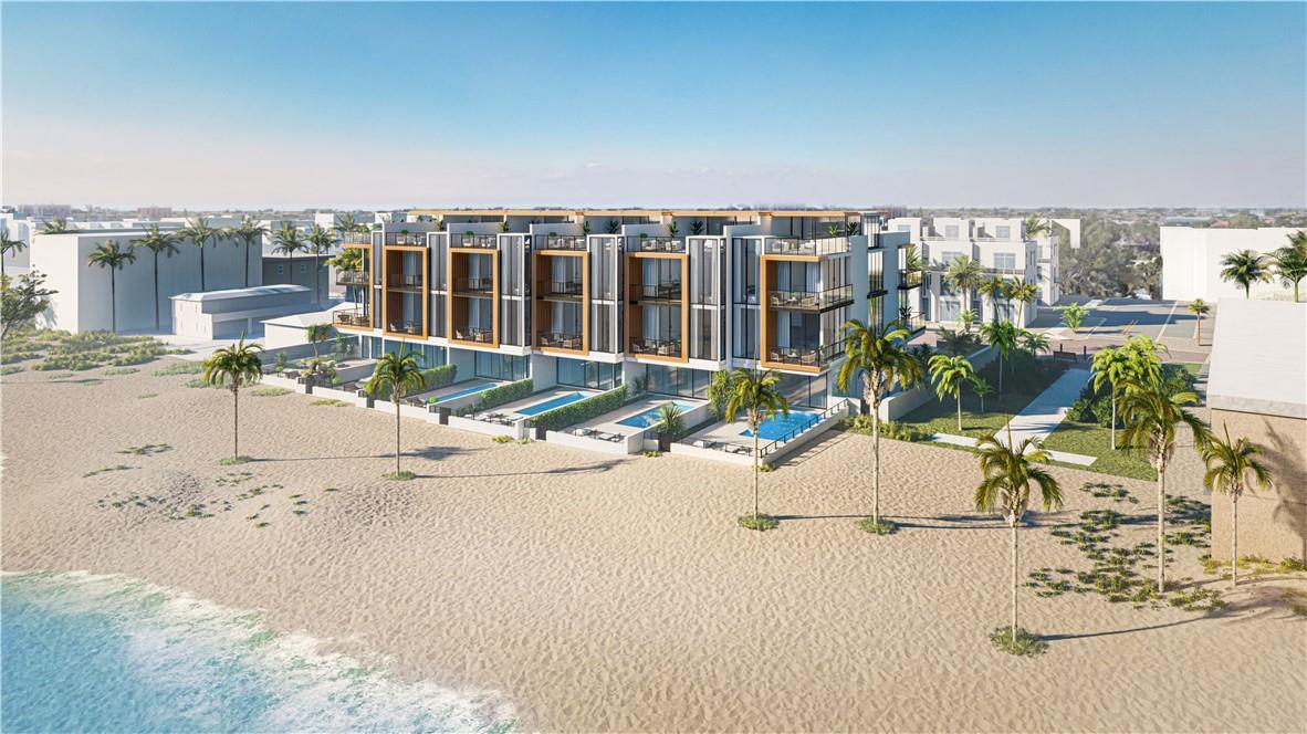 Ocean Six Terraces is an exclusive community of six oceanfront townhomes perfectly situated on the sand in Pompano Beach, South Florida’s charming and secluded beachfront destination. Each luxury residence includes: private pool and cabana, private elevator, exquisite designer kitchen with upgraded Miele appliances, Kohler fixtures, all with a modern design and contemporary finishes. Also included is your very own rooftop oasis, which offers stunning ocean views from the privacy of your own home. Enjoy an elevated lifestyle with this exclusive offering of the North End Unit: 3,389 A/C s.f., 385 s.f balconies and 945 s.f. roof top terrace, 3 or 4 bed, 4.5 bath, private 2 car garage and home automation living. Designed by Studio KHORA.