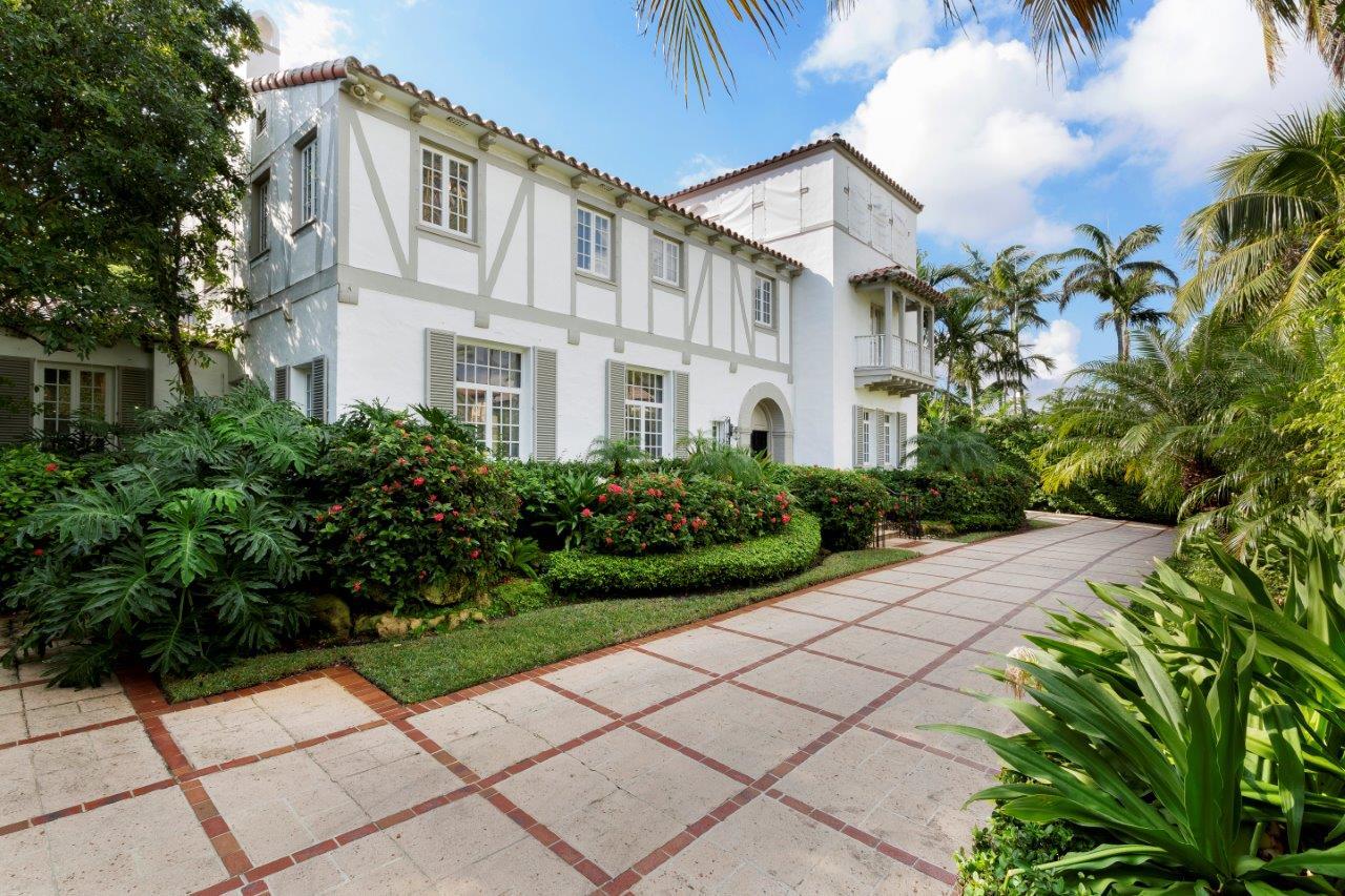 Landmarked Maurice Fatio in the Estate Section of Palm Beach. Built in 1930 in the Mediterranean Revival style and owned by the architect when built. The half-timbered facade is an unusual feature for the style, yet it is a good example of the work of the master architect. The 3rd floor tower is designed as a mirador with casement windows giving views of the Atlantic Ocean and the Intracoastal. The home sits high on a nicely elevated lot of nearly 1/2 acre. Many original details, including the flooring, remain to be restored or renovated. The large, covered loggia has pecky cypress ceiling, seating & dining areas, a wet bar, cabana powder room, all surrounding the large pool. A 2BR/1BA guest apartment over the garage w/efficiency kitchen. DISCLAIMER: The written and verbal information provided including but not limited to prices, measurements, square footages, lot sizes, calculations and statistics have been obtained and conveyed from third parties such as the applicable Multiple Listing Service, public records as well as other sources. All information including that produced by the Sellers or Listing Company are subject to errors, omissions or changes without notice and should be independently verified by any prospect for the purchase of a Property.  The Sellers and Listing Company expressly disclaim any warranty or representation regarding all information.  Prospective purchasers' use of this or any written and verbal information is acknowledgement of this disclaimer and that Prospects shall perform their own due diligence.  Prospective purchasers shall not rely on any written or verbal information provided when entering a contract for sale and purchase.  Some affiliations may not be applicable to certain geographic areas. If your property is currently listed, please do not consider this a solicitation. In the event a Buyer defaults, no commission will be paid to either Broker on the Deposits retained by the Seller.  "No Commissions Paid until Title Passes."  Copyright 2018 Listing Company. All Rights Reserved.