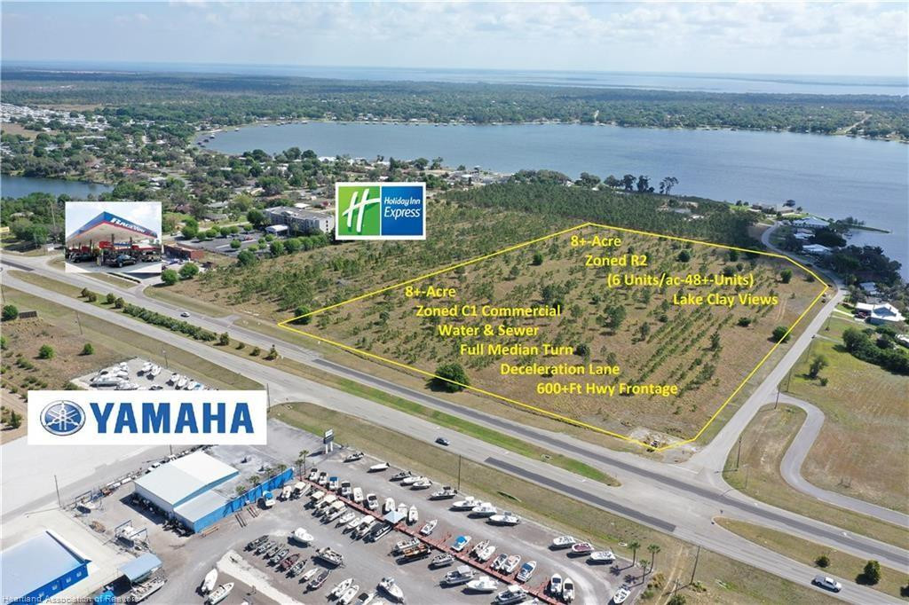 16.59 Acres with 613 feet of US 27 Frontage. Property has access to Central City water and sewer. Location is perfect as it's withing minutes of all the Town of Lake Placid. Zoned C1/R2 for commercial or residential development front half is zoned with US 27 frontage & Medium turn for easy franchise developments with real half (8+- acres) zoned multi-family for townhomes viewing down on the beautiful Lake Clay.