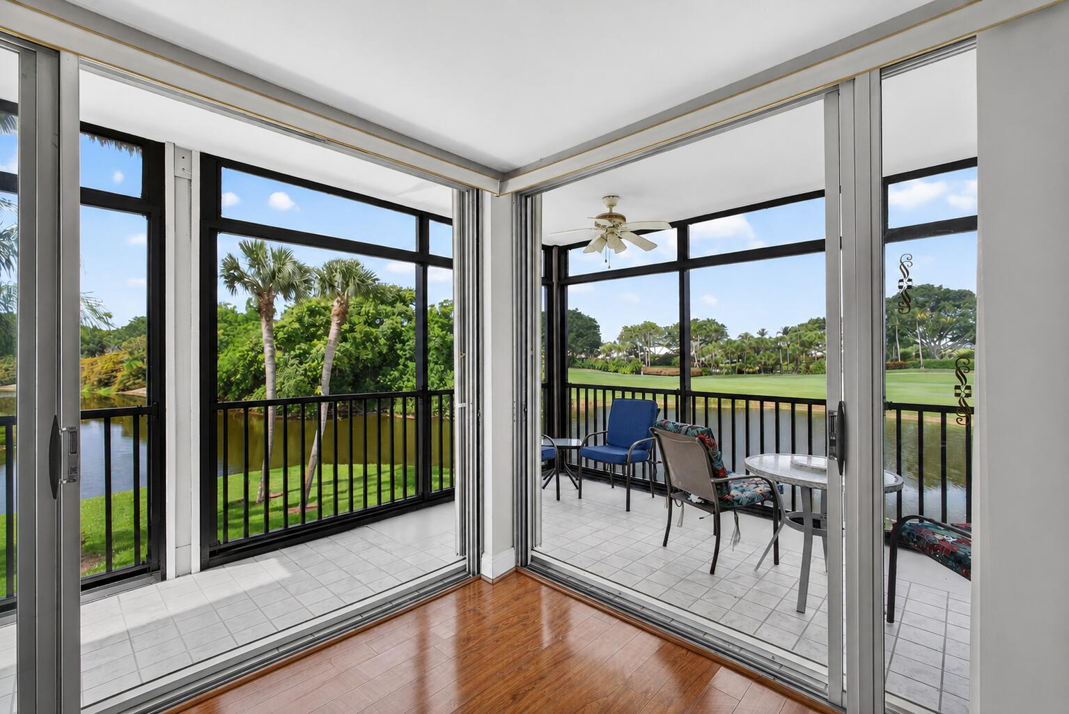 Don't miss this opportunity to own a beautifully maintained second-floor condo in a desirable 55+ community. This unit features stunning water views from every room and expansive views of the BallenIsles Golf Course. The screened patio is the perfect place to enjoy the amazing scenery.  This home offers a renovated kitchen, ceramic tile and luxury vinyl flooring, plantation shutters throughout, accordion storm shutters, a 2018 A/C, and a 2026 water heater.  Enjoy an active Florida lifestyle with fantastic community amenities and one of the most spectacular settings in the community.  Properties with views like this don't come along often—schedule your showing today before this exceptional condo is gone! The bathrooms offer the perfect opportunity to add your own style and finishing touches. But the incredible views? Those need no improvement—the masterpiece has already been created. Schedule your in-person or virtual showing today and experience them for yourself.