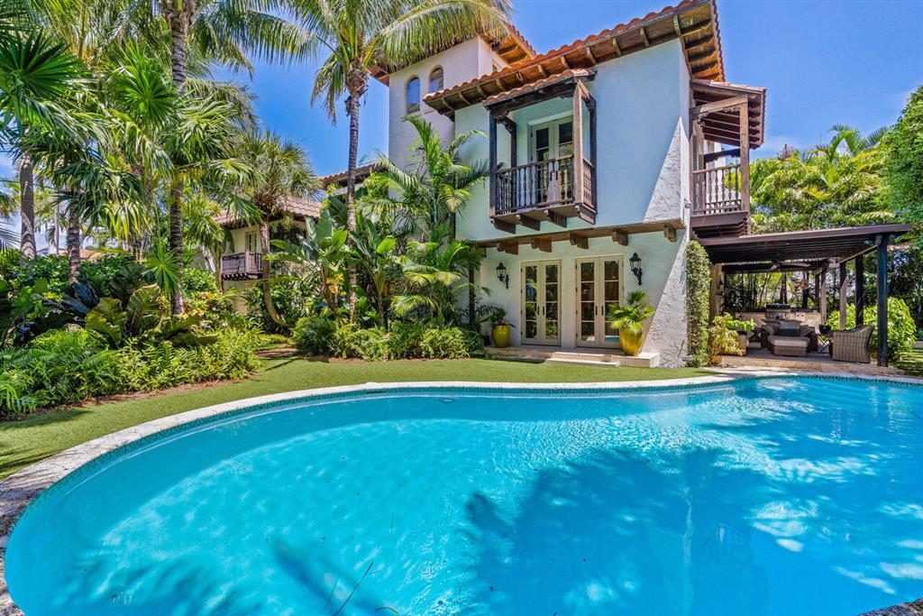 One of the most romantic and gracious properties in El Cid in West Palm Beach, ''Casa Mia'' is now being offered for special purchase. Cleverly built over the carriage house of the ''Flagler Estate'' using salvaged architectural features from historic estates, this 3 bedroom, 3.5 bath pool home will charm you with its special ambiance. Casa Mia will transport you to a private spot in Tuscany. Cypress trees line the entrance to the gracious foyer. The large formal living and dining area and the downstairs guest suite enjoy views of the beautiful hidden koi pond with meditation terrace. The well appointed gourmet kitchen leads to a lovely patio with summer kitchen. The second floor master suite encompasses the entire east expanse and has stunning views of the Intracoastal waterway. A third floor den opens to a large sun deck that is large enough to have dining seating and an outdoor kitchen, for your further enjoyment. Other features include a garage with Chicago brick parking court and a double gated entrance. A truly private and spell-binding estate!