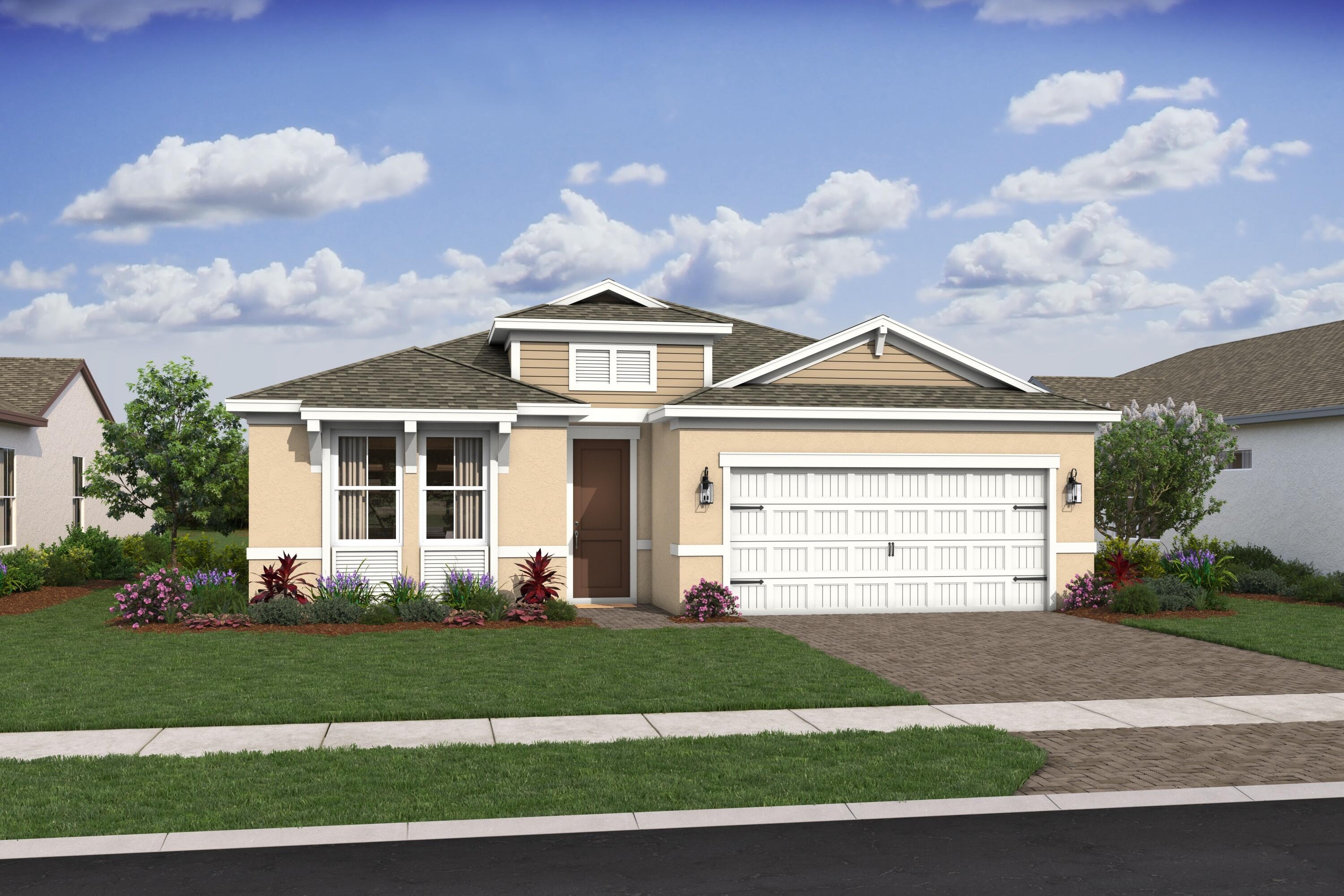 The Kelly showcases a timeless Classic Look with modern comforts in the sought-after Four Seasons at Wylder 55+ active adult community. Set on a serene preserve homesite, this thoughtfully designed home features wood-look tile flooring throughout and an open-concept layout ideal for everyday living and entertaining. The chef-inspired kitchen offers elegant white double-stacked cabinetry, a large center island, GE stainless steel appliances, a generous pantry, and a Smart Cooking Suite.  A private home office provides added flexibility, while the bright great room opens to a covered patio through a 9-foot sliding glass door for seamless indoor-outdoor living.  The luxurious primary suite features triple windows, a spacious walk-in closet, and a spa-inspired bath with a frameless glass  shower. A Home Technology Suite complete this beautifully designed home, offering low-maintenance living in a vibrant active adult community.
