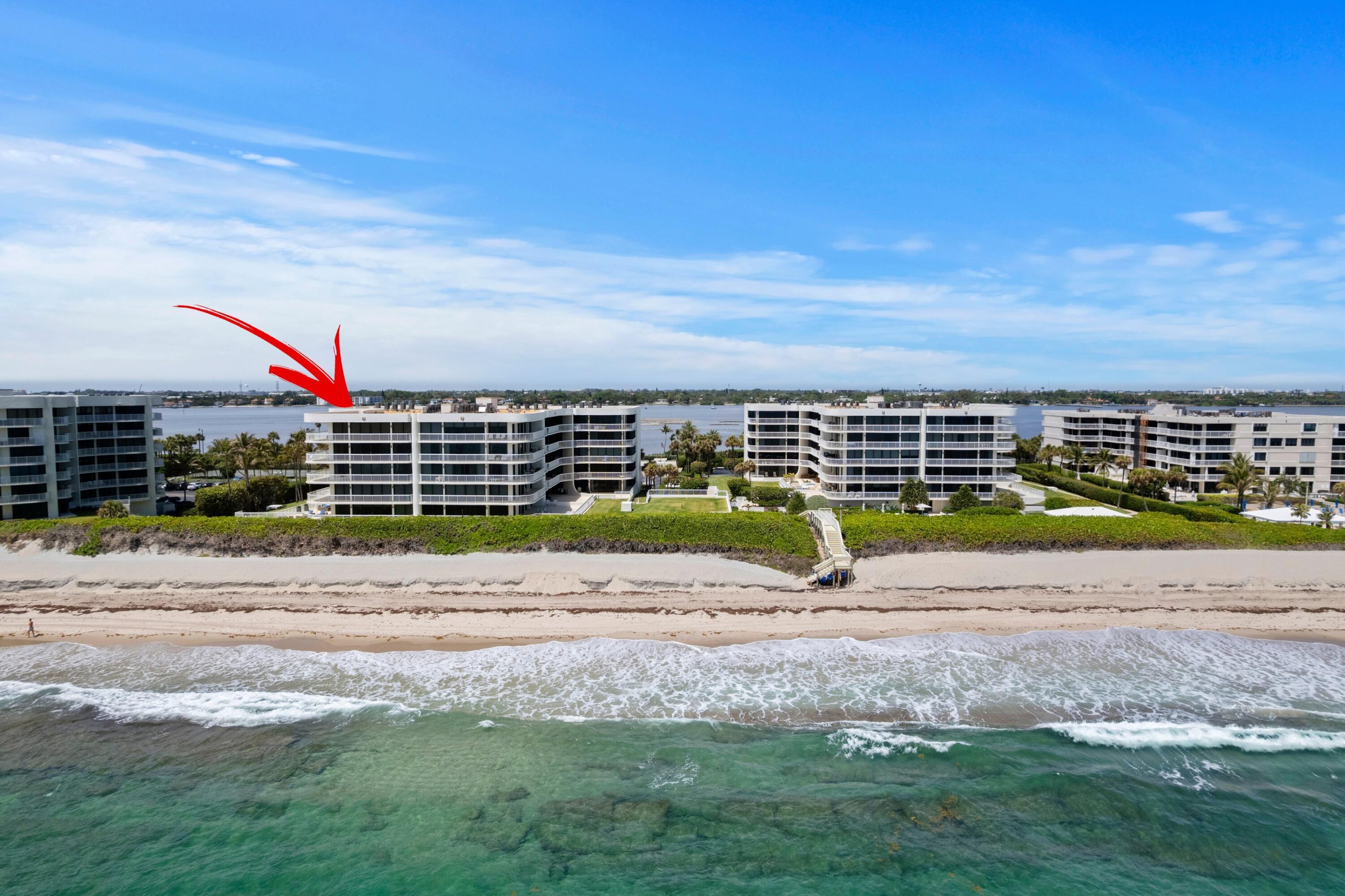 Enjoy sweeping ocean, beach & pool views from this expansive top floor residence in the Meridian of Palm Beach. This beautifully appointed 2 bedroom, 2 bath floorplan features an expansive wraparound balcony accessible from every room offering stunning water vistas. Exquisitely updated and flawlessly maintained, the residence blends comfort with elevated coastal style. The Meridian of Palm Beach is a premier, fully gated enclave that has undergone a complete transformation, offering 24 hour security, covered parking, a spectacular oceanfront pool & spa deck, state of the art fitness center, and tennis & picket ball courts. Ideally situated close to world class shopping, fine dining, cultural attractions, and Palm Beach International Airport. The very best of Palm Beach living awaits you.