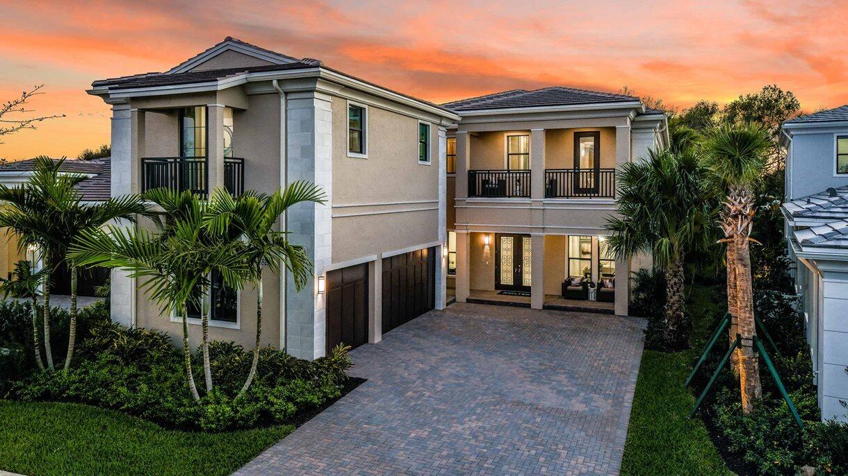 This is a fully furnished and decorated model with a pool. Trumbull features open-concept layout with views from the main living areas and outdoor space, this home is designed for both everyday living and entertaining. The community of Artistry Palm Beach offers a 24/7 manned-gated entry and resort style amenities, just minutes from beaches and The Gardens Mall. The community is 1 mile to the Alton Town Center.