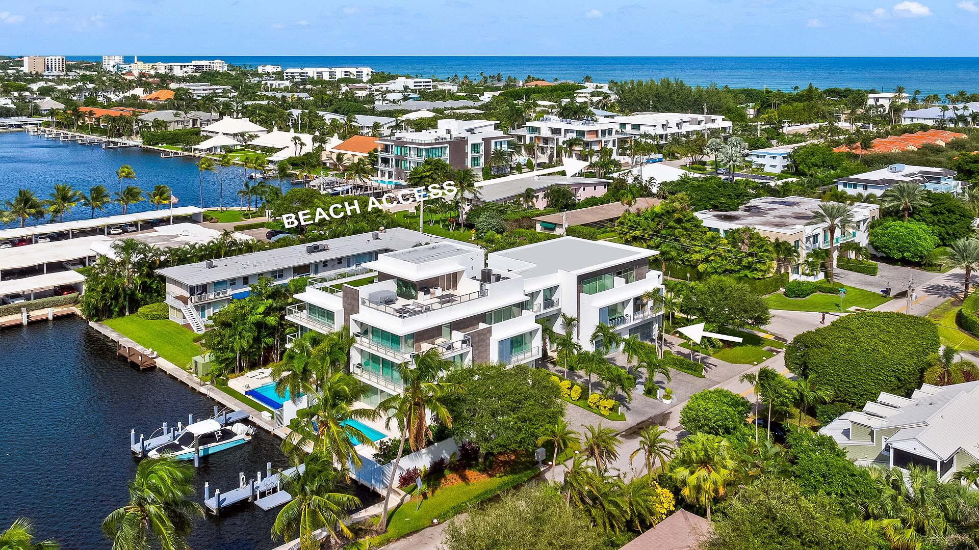 Located in the Seagate neighborhood of Delray Beach just moments from the beach, Seagate Beach Club, and Atlantic Ave awaits a rare opportunity to enjoy the privacy of a single-family home with the ease of a townhome. Built by Seaside Builders, this corner residence features high ceilings, Sonos sound system throughout, private elevator and contemporary floor plan. The main level showcases a chef's kitchen with quartz counters and custom cabinetry, opening to a private backyard with pool and entertaining space. The primary suite includes a wrap-around balcony, spa-like bath, and bespoke closet, while each bedroom offers a private terrace and ensuite bath. An upper-level loft with a bar and expansive terrace. Available for immediate seasonal or year-round living. Located in the Seagate neighborhood of Delray Beach just moments from the beach, The Seagate Beach Club, and Delray Beach's vibrant Atlantic Avenue, 917 Bucida Road A presents a rare opportunity to enjoy the privacy and scale of a single-family home with the ease and convenience of a townhome. Built in 2019 by esteemed Seaside Builders, this corner-unit residence combines exceptional craftsmanship, thoughtful design, and a premier location in one of South Florida's most desirable communities.

Flooded with natural light through expansive impact glass, the home features high ceilings and a contemporary open floor plan that blends style and comfort. The main level showcases a chef's kitchen with quartz countertops, and custom cabinetry and backsplash.

Designed for seamless entertaining, the living and dining areas open directly to a private backyard retreat, complete with pool, landscaped grounds, gas grill, and ample space for outdoor gatherings. The residence boasts a Sonos sound system throughout, private residential elevator, and custom commissioned artwork in the powder bath and primary bathroom.

Upstairs, the primary suite serves as a serene escape with its wrap-around balcony, spa-inspired bathroom, and bespoke walk-in closet. Each additional bedroom offers its own ensuite bath, private terrace, and custom storage, ensuring both comfort and privacy for residents or guests.

The upper level of this residence features a spacious loft with a bar and a 650 square foot terrace. With open-air living and views of the Intracoastal, it provides a unique setting for relaxation or sunset entertaining.

Designed with convenience in mind, the property includes a two-car garage and smart-home technology that allows for effortless control of lighting, climate, security, and motorized shades. The HOA further enhances the lock-and-leave lifestyle by covering exterior insurance, landscaping, and pool care.

The Seagate Community organizes various cocktail party get togethers during the season for a nominal fee.  Atlantic Avenue offers abundant choices for great dining, nightlife and boutique shopping.  Palm Beach, Boca Raton and Fort Lauderdale are a short drive away.

Available for immediate seasonal or year-round enjoyment, 917 Bucida Road A is an exceptional offering in the heart of East Delray Beach, combining modern luxury with coastal living just moments from the sand.