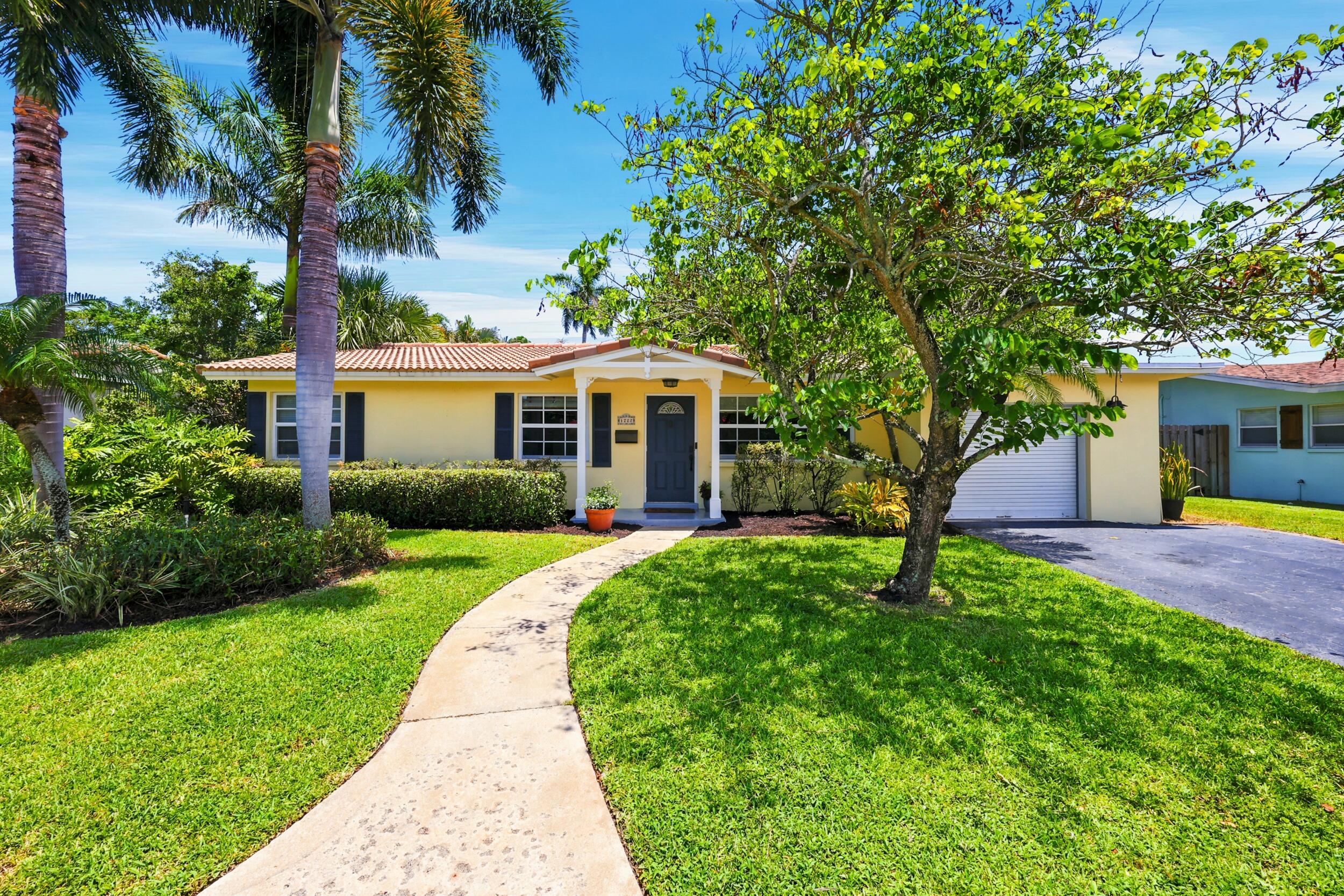 SELLER ACCEPTING BACKUP OFFERS Rarely available in Boca Raton Square, this well maintained & charming 3-bedroom, 2-bath pool home offers an exceptional opportunity to enjoy the East Boca lifestyle. Freshly painted and move-in ready, this home offers 1,383 living square feet, including an open floor plan with expanded living room area.    The ample and practical kitchen features quartz countertops and stainless steel appliances with a convenient eat in counter area. The private backyard retreat includes a heated pool and spa, mature fruit trees, and a spacious yard ideal for outdoor dining, barbecues, entertaining, and enjoying South Florida living.  Additional features include a 2021 HVAC system, a 2013 roof, full storm protection, updated electrical panels, and a newer washer and dryer.   Situated in the highly sought-after Addison Mizner Elementary school district and conveniently located near parks, shopping, dining, downtown Boca Raton, approximately 30 minutes from either FLL or PBI airports and just 4 miles from the beach, this home checks a lot of boxes!