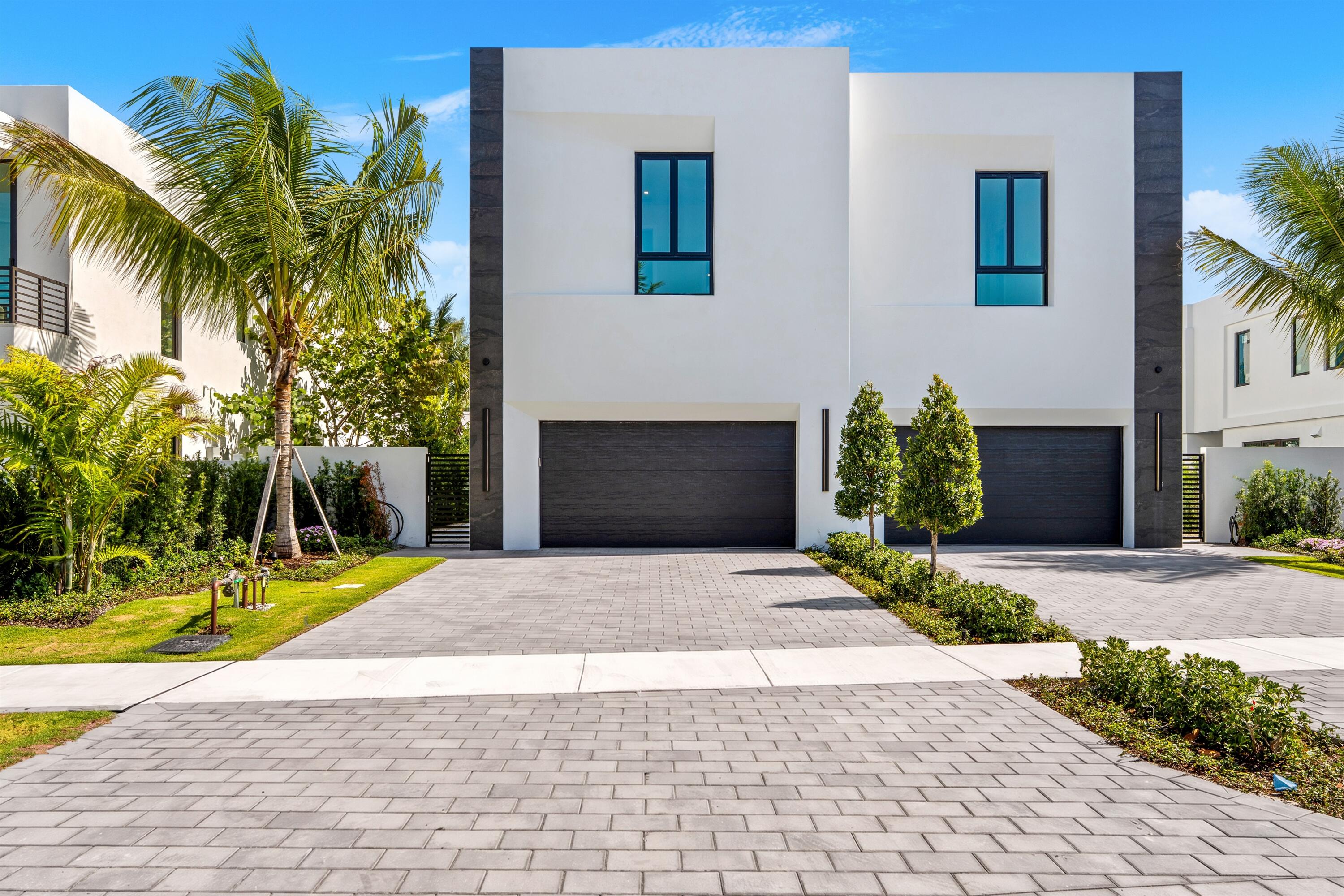 In sought-after Delray Beach, two new-construction, three-bedroom, contemporary Paloma Villas townhomes open to loggias with summer kitchens that adjoin private saltwater pools. The residences convey a grand atmosphere featuring an open-concept, split-bedroom plan detailed by engineered oak flooring, window-walls of glass, and 12-foot ceiling heights downstairs with 10-foot ceilings upstairs.    723 and 725 Lake Avenue North, Delray Beach, Florida: Desirable Paloma Villas is perfectly located between Lake Ida and the Intracoastal Waterway in the La Hacienda Gardens enclave, just minutes from Delray Beach's award-winning sand-carpeted beaches, as well as Downtown Atlantic Avenue's boutique shopping and vibrant dining and nightlife venues. It is barely 20± minutes from Boca Raton's private executive airport, and an easy 30± minute commute to Palm Beach International Airport.  PROPERTY:  A brand-new two-townhome complex, Paloma Villas goes beyond interior luxury with outdoor living that rivals resort settings ideal for year-round entertaining. Beautifully landscaped with gardens and sprawling lawns shaded by a verdant mix of trees and palms, each villa is enclosed within high walls providing seclusion and privacy. Overlooking a private saltwater pool, the covered loggia off the living area of each townhome features an outdoor kitchen equipped with a gas grill and an under-counter refrigerator. For added convenience, each villa comes with a two-car garage and guest parking.  RESIDENCE:  A new gem in sought-after Delray Beach recently completed by Stamm Development, Paloma Villas comprises two luxurious two-story townhomes, each with three bedrooms, a flex room and 4,008± total square feet. Each residence, artfully designed with a bold contemporary aesthetic, offers an elevated living experience through careful attention to scale, the use of high-end materials, and a well-conceived, open, airy floor plan optimized for a seamless indoor/outdoor flow. Conveying a grand atmosphere, yhe interiors are beautifully executed to maximize comfort and function, anchored by engineered oak flooring, offering garden-view window-walls of glass, and topped by 12-foot ceilings downstairs and 10-foot ceilings upstairs. The chic living areas are adjoined by a chef's kitchen with streamlined contemporary cabinetry, quartz countertops, high-end appliances and an island accommodating pull-up seating. With a split-bedroom plan, the primary suite is placed on the second floor for enhanced privacy, while an adjoining versatile, second-floor flex room can easily serve as a private primary sitting area, an office, media room or workout zone. The spa-like primary bathroom is finished with bespoke custom cabinetry designed and manufactured by a local vendor, a soaking tub and a shower equipped with a hand shower, showerhead and a shower arm with a diverter. The guest bathrooms, also spa-like, feature showers with a hand shower, showerhead and a diverter. Completing the overall layout is a laundry room. Eight-foot, solid-core interior doors and recessed LED lighting contribute to the villas' clean, modern aesthetic, while the townhomes are pre-wired for a centralized home-automation system with speaker-wiring in the living areas, kitchen and covered loggia enabling a streamlined and integrated, smart-living experience. The villas are also pre-wired for future motorized shades and exterior cameras at all entry points ensuring ease of expansion and enhanced security. Offering the serenity of a private retreat with every modern convenience, these Paloma Villas townhomes balance sophisticated luxury ideal for gracious entertaining with a comfortable, practical design tailored for family living.   DISCLAIMER: Information published or otherwise provided by the listing company and its representatives including but not limited to prices, measurements, square footages, lot sizes, calculations, statistics, and videos are deemed reliable but are not guaranteed and are subject to errors, omissions or changes without notice. All such information should be independently verified by any prospective purchaser or seller. Parties should perform their own due diligence to verify such information prior to a sale or listing. Listing company expressly disclaims any warranty or representation regarding such information. Prices published are either list price, sold price, and/or last asking price. The listing company participates in the Multiple Listing Service and IDX. The properties published as listed and sold are not necessarily exclusive to listing company and may be listed or have sold with other members of the Multiple Listing Service. Transactions where listing company represented both buyers and sellers are calculated as two sales. "No payments made until title passes" Some affiliations may not be applicable to certain geographic areas. If your property is currently listed with another broker, please disregard any solicitation for services. Information published or otherwise provided by seller, listing company or its representatives is deemed reliable but are not guaranteed and subject to errors, omissions, or changes without notice. Copyright 2026 by the listing company. All Rights Reserved.
