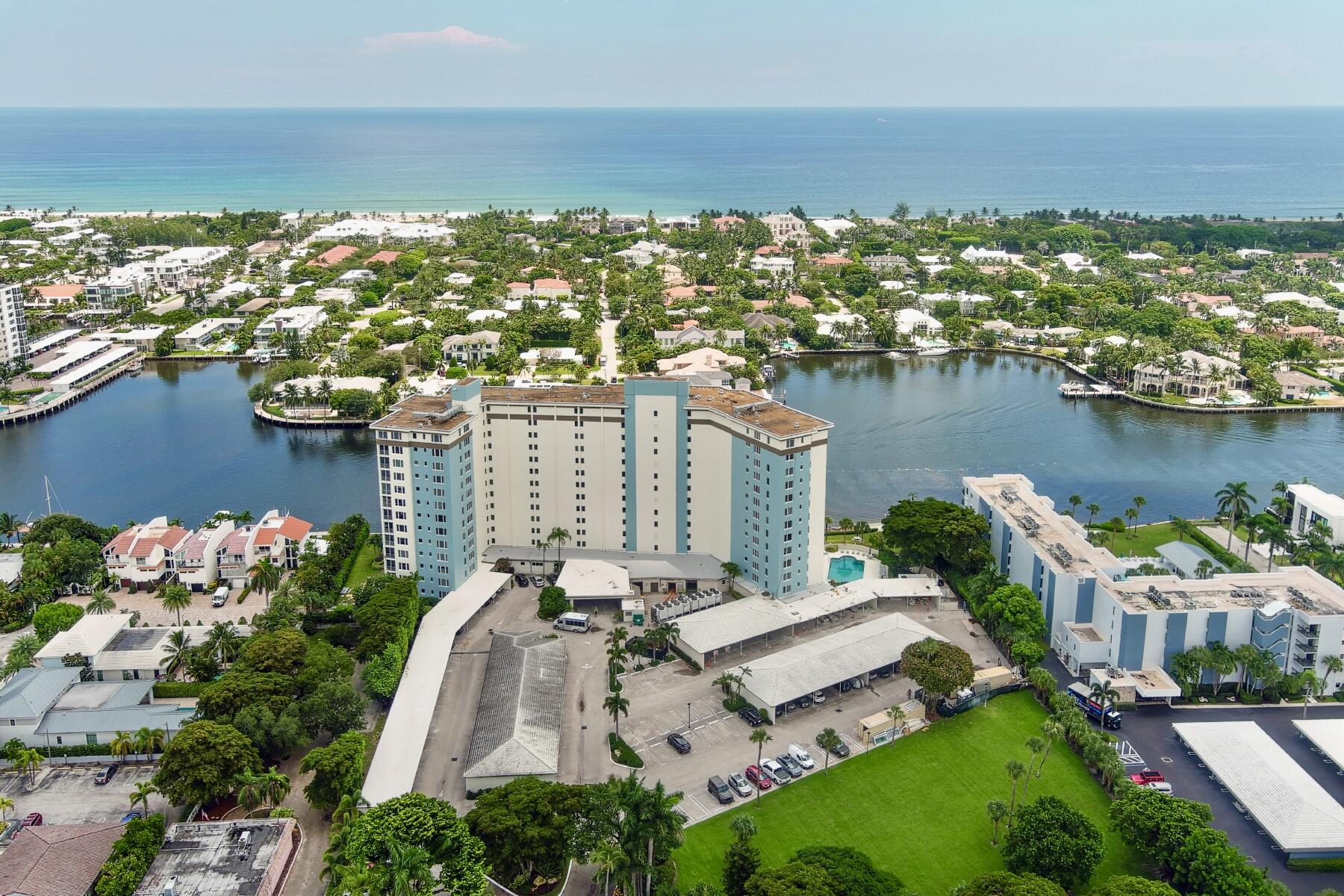 As you enter this rarely available 11th floor 3BR, 2.5BA condo, you are immediately struck by the unobstructed, sweeping Intracoastal and ocean views enjoyed from EVERY ROOM of the home. Wake up to the sun rising over the ocean or unwind at the end of the day as you watch the boats go by.  The bright and airy open and split floorpan boasts 1932sqft and a neutral, coastal-chic palate.  The home offers two primary suites with walk-in closets and ensuite baths, an additional bedroom currently operating as a large home office, and a powder room.  The home's kitchen boasts custom wood cabinetry, granite countertops, stainless steel appliances, and flows seamlessly into the oversized dining and living rooms.  The patio has been converted into additional living space.  Whole home upgrades include updated flooring throughout (no carpet here!), impact glass, updated bathrooms, and THREE parking spaces.  The condo stands alone as the only 3BR unit at this level.  The Barrton is a highly desirable, renovated building with 24hr front desk security, fitness center, heated pool, club room, BBQ/picnic area, a private beach with direct Intracoastal access for paddle boarding and kayaking, a guest suite available for rent, and large private storage units for owners. It is the only 13 story building between Linton and Atlantic Ave on the west bank of the Intracoastal.  The Barrton is just blocks to Downtown Delray, the beach, and bountiful shopping including Trader Joe's, Publix, Fresh Market, Sephora, and more--welcome home!