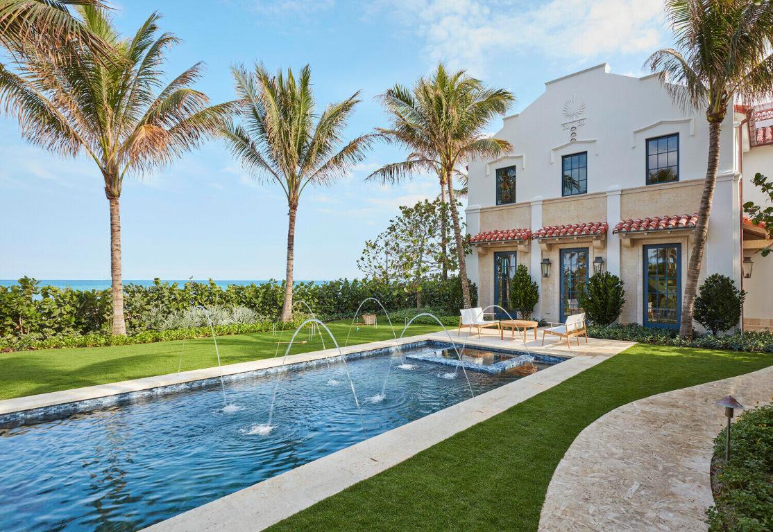 A rare opportunity to purchase a one of a kind 8,645 sq. ft. home located one block south of world-famous Worth Avenue and overlooking the sandy beach and sparkling blue ocean. This premier residence is among four properties developed by the Frisbie group in 2021 and designed to offer the best possible views from the top two floors while creating beautiful and useful space on the lowest level. This is the closest Ocean Front Home to the center of town! This 5-bedroom residence with 6.5 baths can accommodate many different lifestyles. The architects created a thoughtful layout for sophisticated entertaining or simply enjoying the comfort of an easy living home. The main level offers nearly 10' ceilings, glass feature walls, a spacious and elegant living room, library/office overlooking the ocean, a generous dining room, butler's pantry, powder room and contemporary custom kitchen open to both the main part of the house and a less formal living area/TV den to the West. Off this area is an outside loggia for al fresco dining. To complete this floor is an oversized two car garage accessed from the den. 
The lowest level features an entertainment area with oversized TV, wine bar, Sub-Zero wine coolers with 350+ bottle capacity, and a spectacular reef aquarium as well as gym/yoga studio, full bath, laundry room with two washers and dryers and a bonus room which could be used as an office, library or staff room.  

DISCLAIMER: Information published or otherwise provided by the listing company and its representatives including but not limited to prices, measurements, square footages, lot sizes, calculations, statistics, and videos are deemed reliable but are not guaranteed and are subject to errors, omissions or changes without notice. All such information should be independently verified by any prospective purchaser or seller. Parties should perform their own due diligence to verify such information prior to a sale or listing. Listing company expressly disclaims any warranty or representation regarding such information. Prices published are either list price, sold price, and/or last asking price. The listing company participates in the Multiple Listing Service and IDX. The properties published as listed and sold are not necessarily exclusive to listing company and may be listed or have sold with other members of the Multiple Listing Service. Transactions where listing company represented both buyers and sellers are calculated as two sales. "No payments made until title passes" Some affiliations may not be applicable to certain geographic areas. If your property is currently listed with another broker, please disregard any solicitation for services. Information published or otherwise provided by seller, listing company or its representatives is deemed reliable but are not guaranteed and subject to errors, omissions, or changes without notice. Copyright 2026 by the listing company. All Rights Reserved.