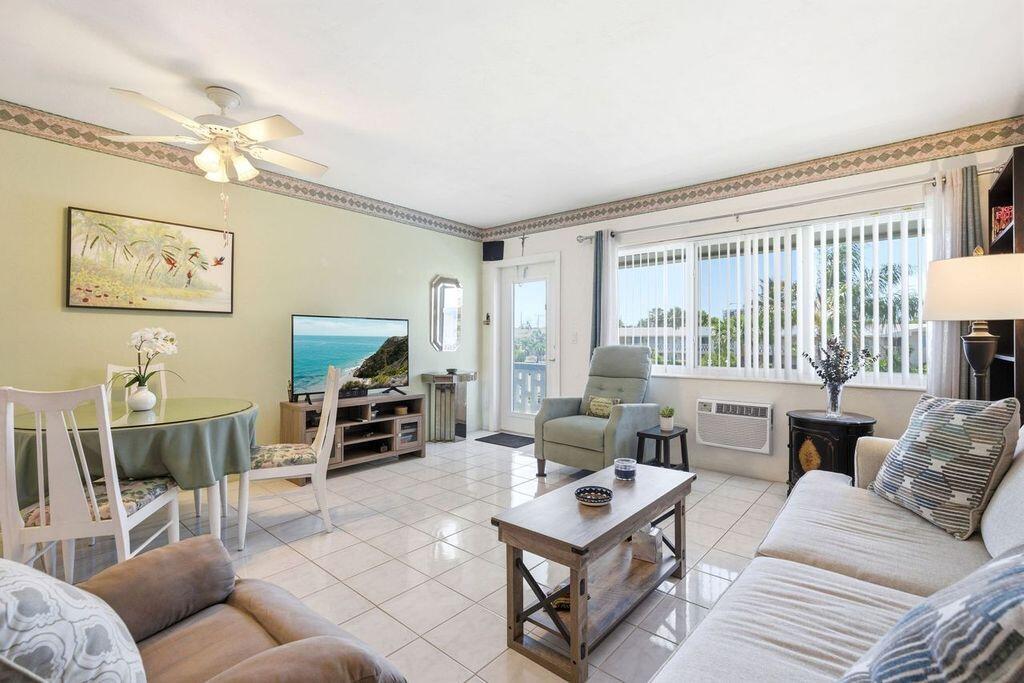 Beautiful South Florida unit for less than $100,000.00   Yes, Boutique building great location in Hallandale for this one bedroom, one bath ADULT cooperative unit in Hallandale.  Minutes to shopping, horse track, golf course, and casino and the beautiful Hollywood Beach and Broadwalk.  Minutes to Ft. Lauderdale airport.  This is a 2nd floor fully furnished unit for buyers 55 years of age or older, one owner named on the deed must be at least 55 years .  No Pets, NO rentals.  Low maintenance fee for the area.   Complex has heated pool, barbecue-picnic area and shuffleboard, and common laundry room.  Unit comes with extra storage locker.   Unit is all tiled, newer a/c's.  CASH ONLY SALE - BUT , SELLER WILLING TO HOLD A MORTGAGE WITH 25% DOWN.    You will love this South Florida community.