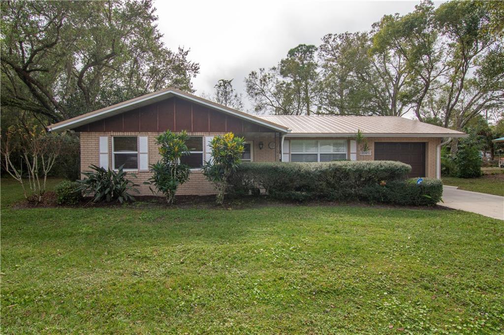 This cozy home has a lot to offer. Updated kitchen with granite counters, Newer drain field, new range, newer refrigerator and dishwasher , 2020 metal roof, florida room, some impact windows all on a double lot. A walk in closet backs up to the 1/2 bath, with the potential to make a full bathroom .Seller requests a delayed closing until April 2023.