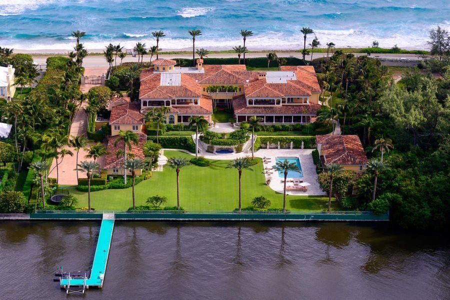 Located on prestigious South Ocean Blvd, the property sits on 2 1/4 +/- acres with 274 +/- feet on the Atlantic Ocean and Lake Worth.Eight Bedrooms, 11 full baths and 8 half baths are provided in the main house and guset house.