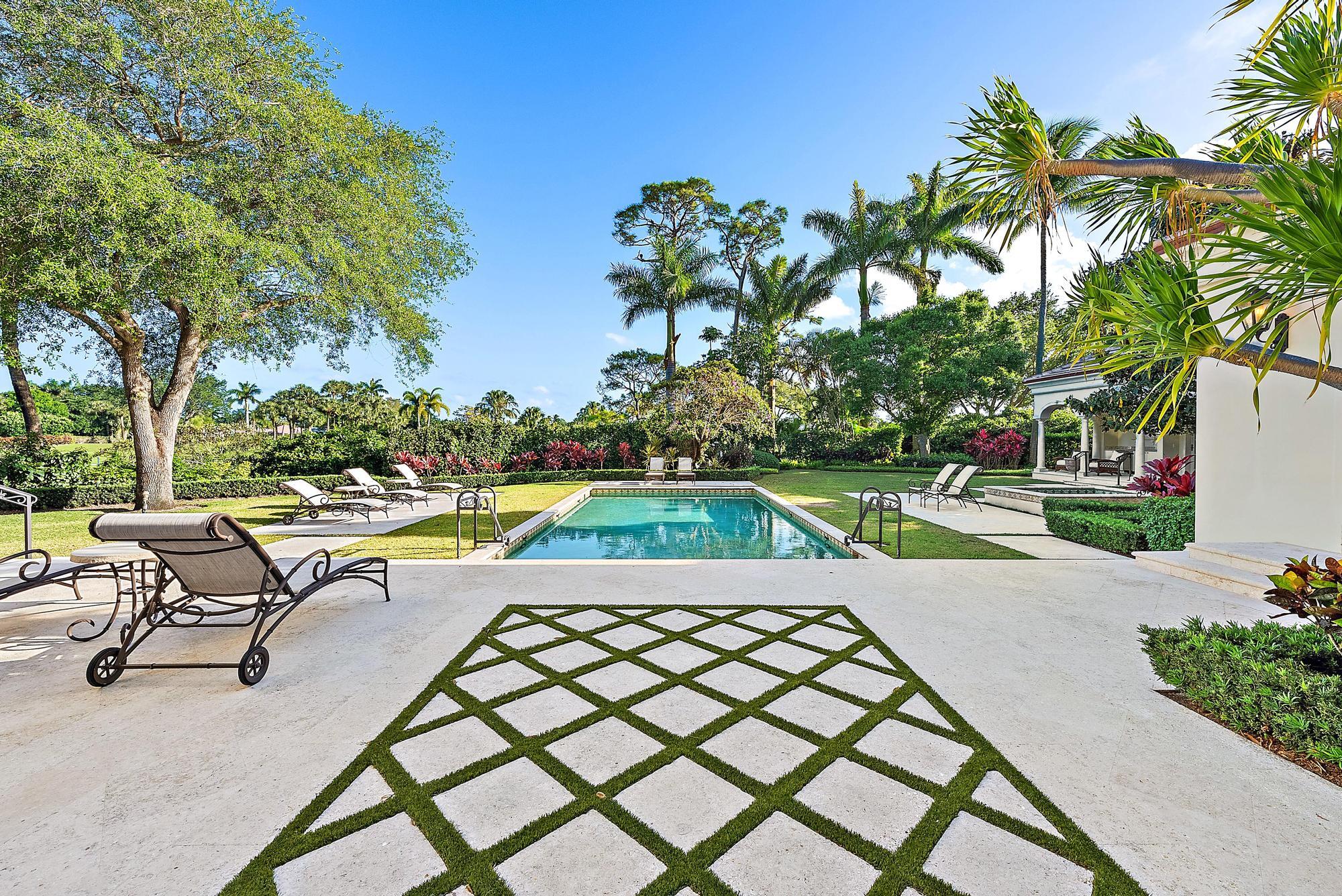 European-inspired 7-bedroom, custom estate home on .65 acres in Frenchman's Creek, overlooking the golf course. Built in 2004 with poured concrete, impact windows, a brand new roof, and Lutron light touch system. Grand entrance with dramatic double staircase and view of the resort-style backyard with pool, spa, summer kitchen, and cabana with sauna. A well-designed floor plan includes expansive owner's suite with dual baths, custom closets, and sitting room. Chef's kitchen, wine room, bar, library, multiple living/dining spaces, elevator, laundry room + dog wash. Upstairs offers 5 ensuite bedrooms with terraces, a one-of-a-kind game room and 2nd laundry room. Attached 2-car and add'l 2.5-car garage, both A/C'd. Large office and apartment sit above the separate garage. Enjoy the BRAND new clubhouse, 2 championship golf courses, tennis, pickleball, fitness, spa, dining, and the community's private oceanfront beach club.  Frenchman's Creek Beach & Country Club is a low density club with only resident members. It is home to two 18-hole championship golf courses and the ONLY beach club in the area. Members enjoy tennis, pickleball, a resort style pool, lap pool, state of the art fitness center and spa, several dining options, concierge services, and a lively social calendar! The brand new main clubhouse is fully open. Beach club is located just a few miles down the road at Juno Beach, offering the pool, beach, and restaurant. Frenchman's Creek is centrally located, close to plenty of shopping, dining and entertainment. Worth Avenue and Palm Beach Int'l Airport are just 20 minutes away.