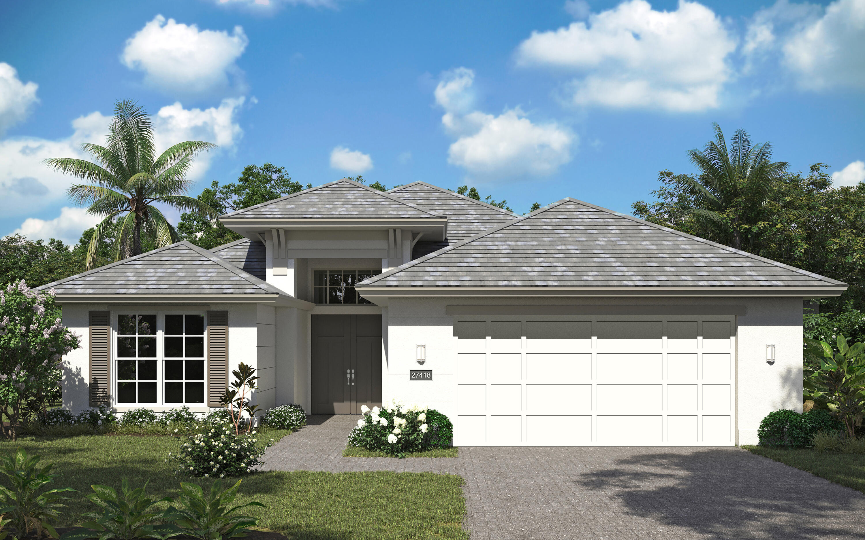 3 Bay Tandem Garage. Room for the Toys and Minutes to the Beach! 3 Bedrooms, 2.5 Baths, soaring 12'4' coffer ceilings in the Great Room and Dining Room, white shaker style cabinets with dove tail, soft close & full extension drawers, quartz counter-tops, stainless steel Kitchen Aid appliances, wood look porcelain tile floors throughout the entire home, natural gas, tankless hot water heater. Step outside to your private retreat-complete with a saltwater pool/waterfall/screen enclosure, an outdoor hot and cold shower, and a patio enhanced by a side concrete privacy wall.