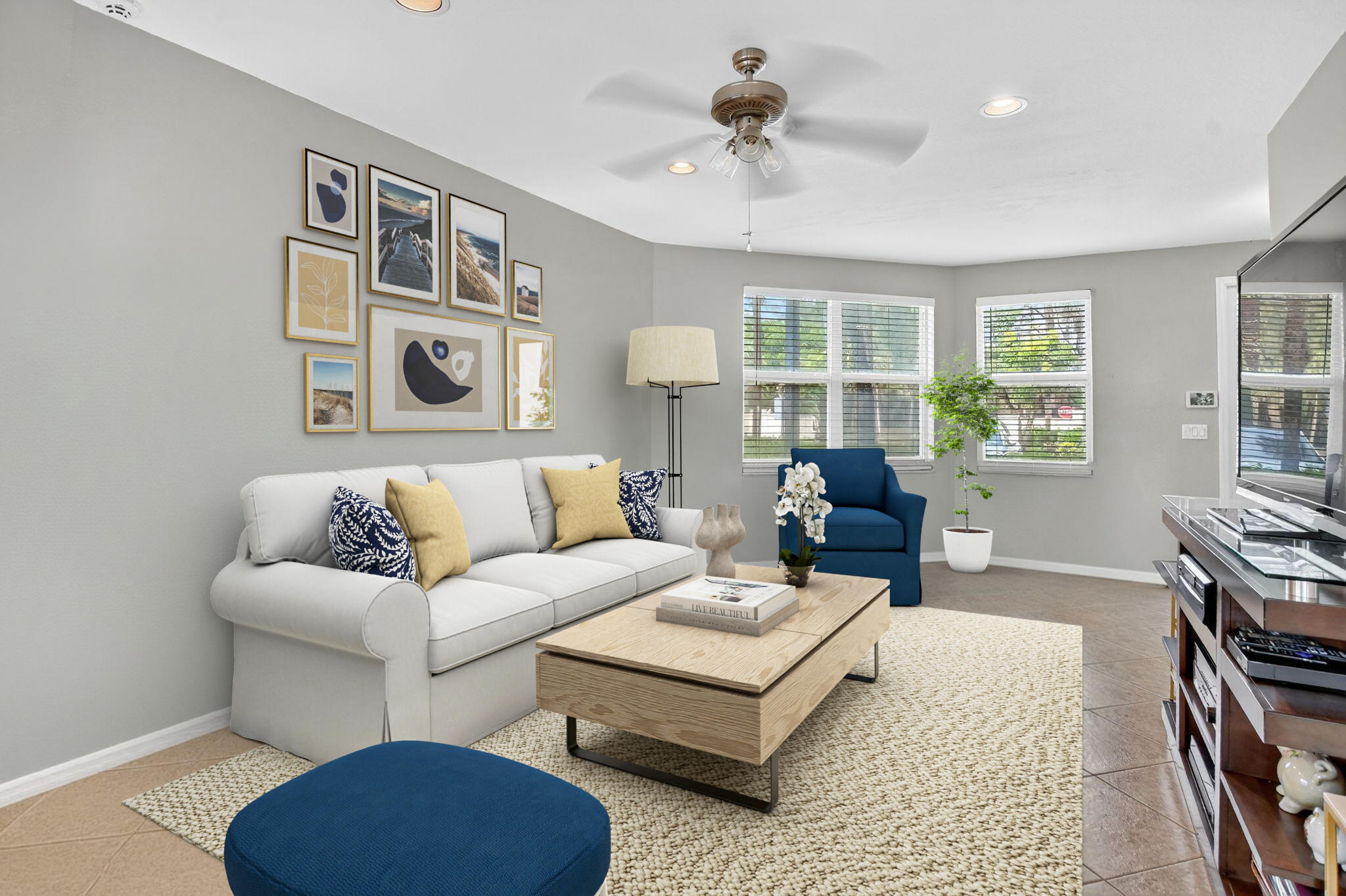 UPDATED TH featuring 3/2.5 w/ 1,700+ SF in sought after Arbor Green. ALL IMPACT WINDOWS & DOORS! INVESTOR FRIENDLY! Enter into stylish Beachwood accent wall. Neutral 20" tile & BIG LR w/ 9' knockdown finished ceilings - perfect for gatherings. Corner DA opens to the screened patio. Entertaining is a breeze in your CHEF'S kitchen boasting 30" grey cabinets, granite counters & newer S/S appliances. Savor morning coffee at the coffee bar. Fall in love in the primary BR featuring rich laminate floors & Large walk-in closet. NEWER primary bath boasts counter height vanity & stall shower w/ pebble flooring, a large soaking tub. 2 Guest BRs w/ bright exposure. Guest bath has shower w/ tile to the ceiling. Enjoy endless sunsets on spacious screened patio capturing the breezes. Whirlpool W/D. 1CG
