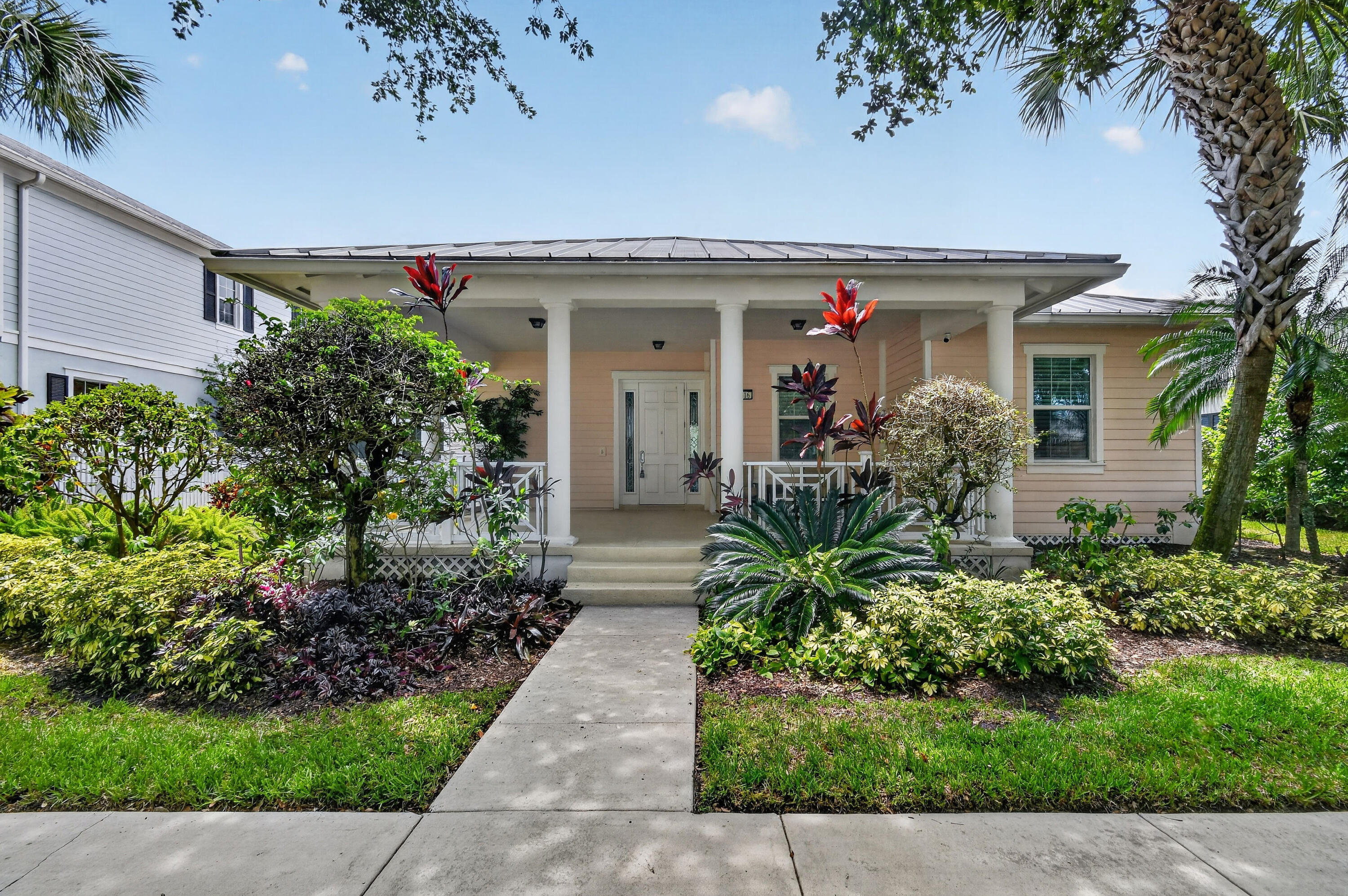 Welcome to this beautifully maintained 3-bedroom, 2-bath single-story home offering 1,910 square feet of comfortable living space in the heart of Abacoa. A gorgeous front porch creates a warm first impression, while the thoughtfully designed open layout offers generous living and dining areas, abundant natural light, and an easy flow for everyday living and entertaining. The spacious primary suite provides a private retreat with ample closet space and an en-suite bath. Two additional bedrooms offer flexibility for guests, a home office, a playroom, or whatever best suits your lifestyle. Step outside to enjoy true Florida living with a covered lanai overlooking the private pool and spa—ideal for relaxing, dining outdoors, or entertaining family and friends year-round.   Located in one of Jupiter's most sought-after communities, this home offers the best of the Abacoa lifestyle. Enjoy nearby parks, scenic walking paths, community events, playgrounds, golf, and the convenience of being close to Abacoa Town Center, Roger Dean Chevrolet Stadium, restaurants, shopping, and entertainment. Top-rated schools, beautiful beaches, major highways, and everything Jupiter has to offer are just minutes away. This is a wonderful opportunity to enjoy comfort, convenience, and the vibrant lifestyle that makes Abacoa such a special place to call home.