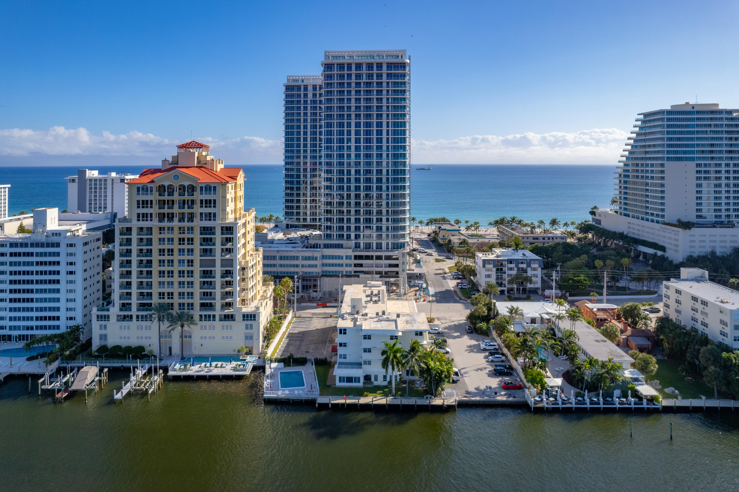 Trophy Development site with 196 of deep Intracoastal Waterway frontage. Located just seconds from a new superyacht marina, Two blocks from the ocean, steps from The Ritz-Carlton, and minutes to Las Olas Blvd. Perfect site for a luxury condo development, condo with a hotel component or luxury hotel. Ready to go with the Condo Termination in place.