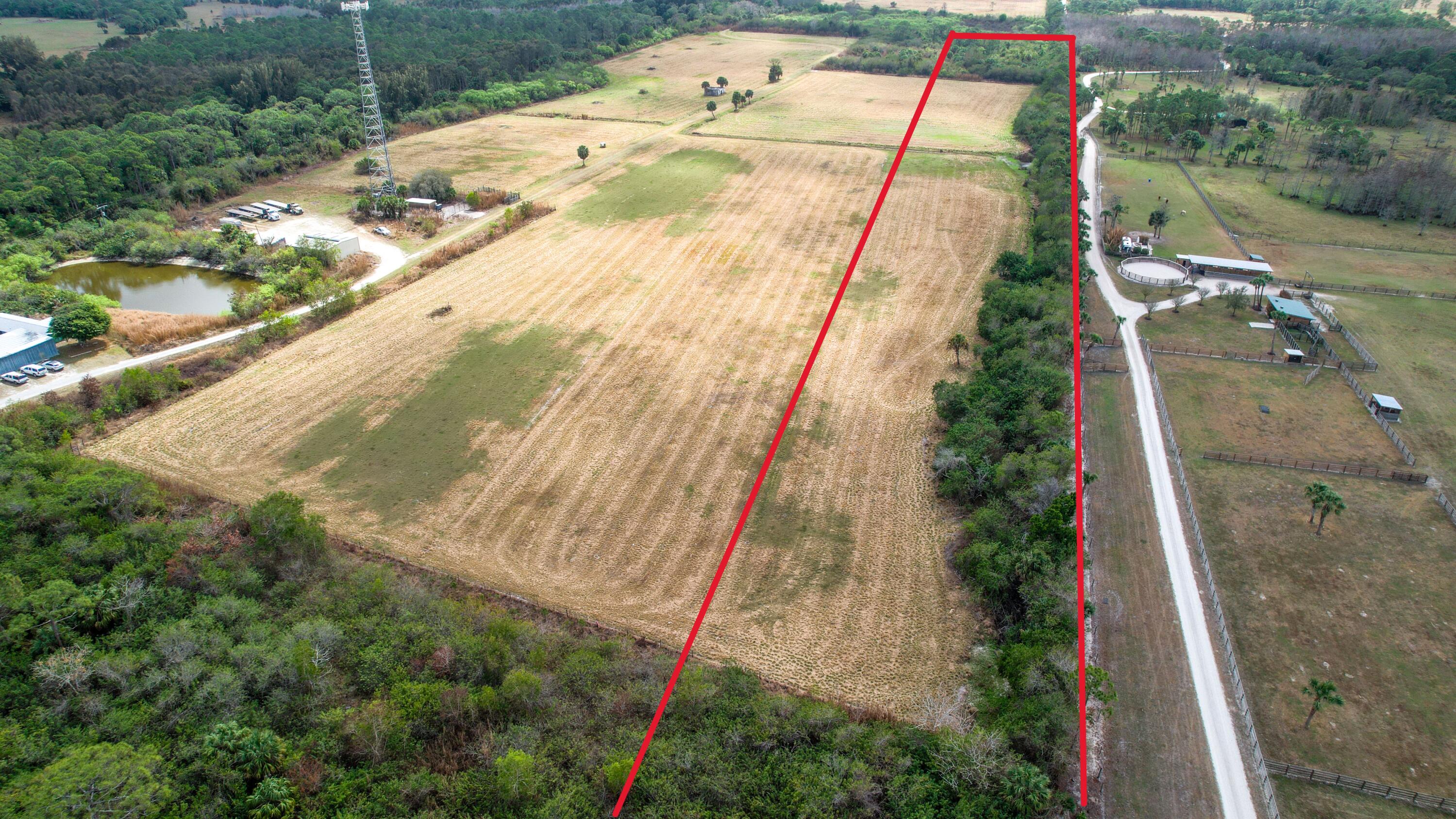 10 acres with 200 feet frontage directly on Bridge Rd. Land is located 3.5 miles west of Federal Hwy. and 2.2 miles east of I-95.  Most of the property has been cleared and is dry. Specific showing times are required.  No trespassing on property without appointment.