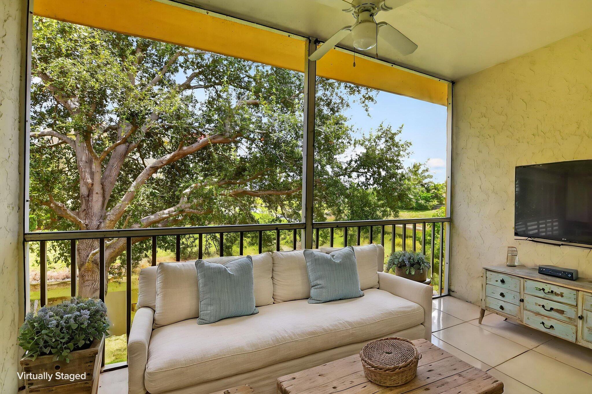 Welcome to this impeccably maintained 2 bedroom, 2 bathroom CORNER condo offering plenty of natural sunlight.  Located in the Adult community of Sandalfoot South in West Boca Raton, Florida, this well kept and clean unit provides an efficient and comfortable layout with well proportioned bedrooms and full bathrooms to ensure convenient daily living for residents. Relax on your screened in balcony with beautiful landscape and water views.  Condo includes washer/dryer combo inside the unit, tile floors throughout and a brand new refrigerator and IMPACT WINDOWS. Great opportunity to own property in Boca Raton!  Community offers beautiful common grounds with resort style heated pool. NO ANNUAL RENTALS PERMITTED HOA REQUIRES 700 MINIMUM FICO SCORE.