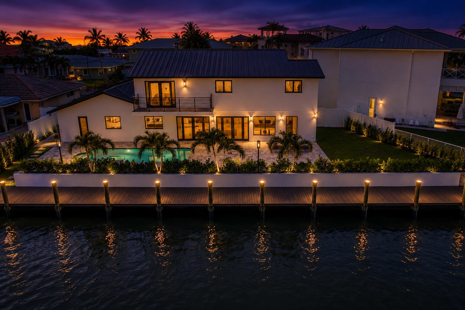 Completely rebuilt from the studs up, this exceptional waterfront residence delivers the quality and feel of new construction in one of Lighthouse Point's premier boating locations. Just under 3,000 square feet of thoughtfully designed living space has been transformed with every finish and system completely updated. Set on 110 feet of waterfront just off the South Grand Canal, the location offers a rare turnaround basin, making it easy to dock and maneuver larger boats. A standing seam metal roof and impact windows and doors complement the home's extensive renovation. Tucked away at the end of a quiet cul-de-sac, this rare turnkey residence offers exceptional waterfront living in Lighthouse Point just minutes from the Hillsboro Inlet and ocean.