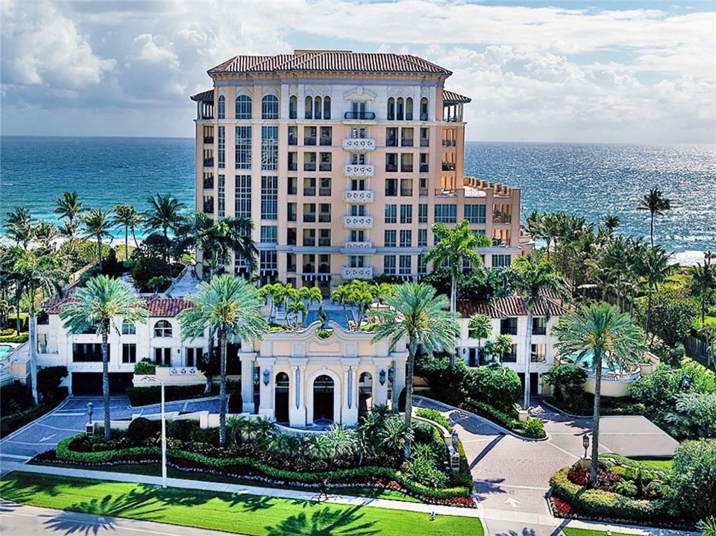 Spectacular direct ocean corner unit offering  spacious living inside and out, with nearly 4,000 square feet under air and 1,500 square feet of outdoor space. Exquisite marble flooring and 9ft ceilings welcome your arrival to this palatial home, offered designer furnished with the richest accoutrements from the four corners of the world. Custom designer built-ins are located throughout. The grand open kitchen is finely finished with Poggenpohl cabinetry and exotic granite countertops. The Master bedroom suite and terrace faces the blue Atlantic for dreamy views, day or night.  Two additional en-suite bedrooms provide ample space for you and your guests. Enjoy the Florida sunshine from your private poolside cabana. Two parking spots #'s 43 & 44. Spectacular direct ocean corner unit offering  spacious living inside and out, with nearly 4,000 square feet under air and 1,500 square feet of outdoor space.