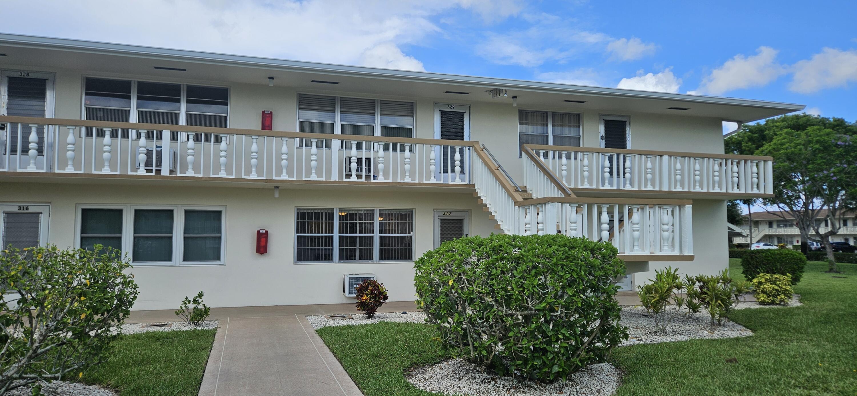 Centrally located first floor unit with Panoramic garden views from the back patio. EASY living. Freshly painted throughout. Tile flooring, New water heater, 2 wall A/C's, the Living Room A/C is new, 12k btu.  Updated en-suite primary Bath, as well as half-bath. South/North Exposure; cul-de-sac; Short walk to Popular Kent pool.  Century Village offers resort style amenities galore including a lavish clubhouse, 1,500 seat theater, premier performances, shuttle buses, state of the art gym, pickleball, putting greens, tennis, indoor & outdoor pools, movies, classes of every type & more! Close to shopping, restaurants.  Welcome Home!  2 monthly Assessments: $355.07 + $173.98.  Welcome to Century Village - West Palm Beach  Welcome to the world of South Florida social living at its absolute best. When you become the proud owner of a Century Village condominium, you begin the journey to experience the distinct Century Village "way of life" and luxurious recreational facilities.  At 92,0000 square foot the clubhouse occupies almost two acres. A spacious party room hosts many galas for your enjoyment. The state of the art, 1,221 seat theater is home to many well-known entertainers and shows recently released movies throughout the year. The clubhouse has numerous meeting rooms that host classes, hobbies, clubs, card games, an extensive library, billiards, bingo, music and other creative activities.  The popular health club offers personal training and all the latest in exercise equipment. Feel free to join in traditional aerobics, Yoga, Pilates, and dance classes. The wave-walking (resistance) pool provides valuable low impact health benefits.