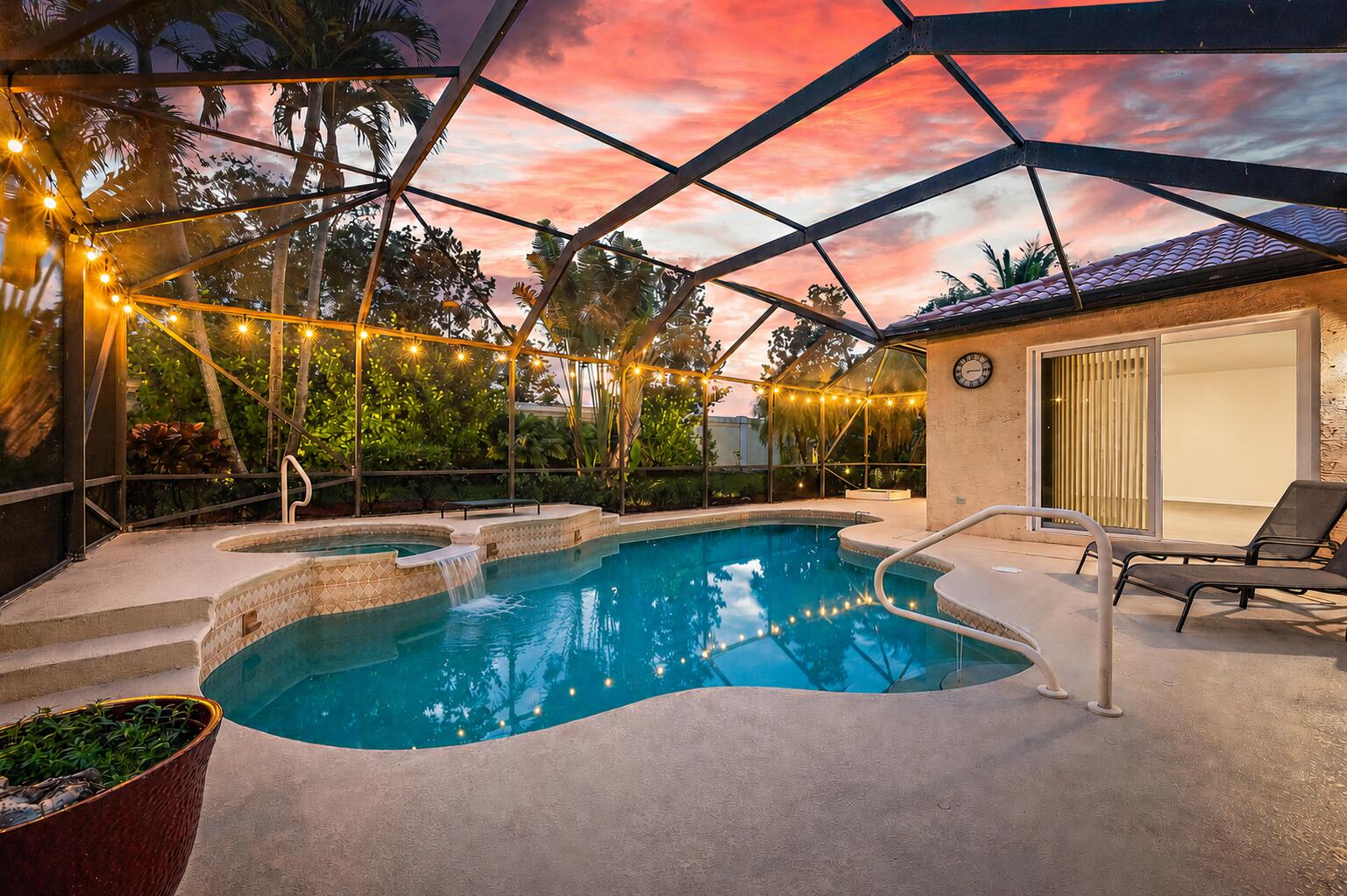 Welcome to this spacious estate home in the gated community of Stonehaven. With over 3,600 total square feet, this well-appointed residence offers 4 bedrooms, 3 full baths, a den, and a 3-car garage. Designed for comfortable living, the home features a heated pool, covered patio, and a fully fenced backyard with exceptional privacy. Upgrades include impact windows, crown molding, 42'' kitchen cabinetry, volume ceilings, and a functional split floor plan ideal for both everyday living and entertaining. Stonehaven residents enjoy resort-style amenities, including a clubhouse, fitness center, community pool, tennis courts, and pickleball courts. The HOA fee includes cable, alarm monitoring, on-site management, common area maintenance, and a staffed guard gate.