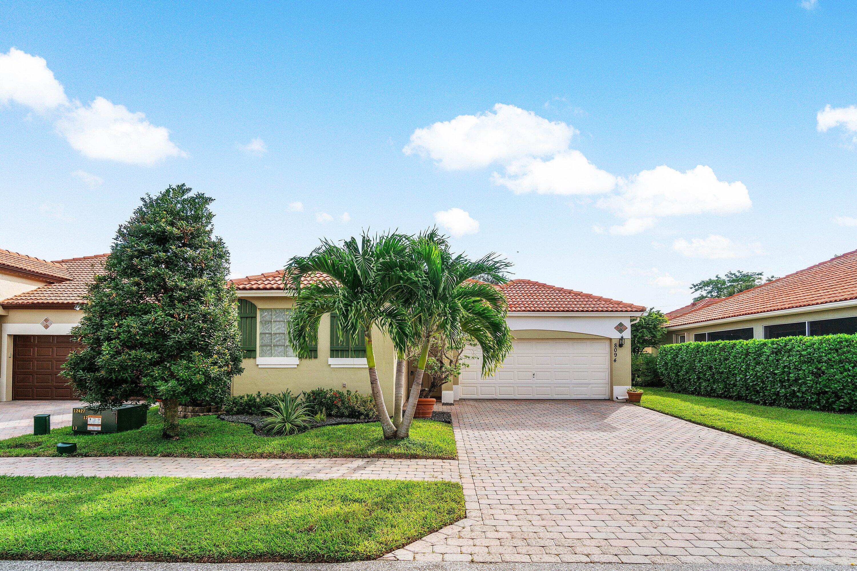 Welcome to this spacious 3 bedroom(2 beds in the main house, 1 in the guest), 3-bath courtyard pool home located in the highly sought-after community of Gateway Gardens. This single-story residence features a bright, open floor plan that seamlessly blends comfort and functionality. Enjoy tile flooring throughout the main living areas and newer laminate flooring in the bedrooms, creating a clean and modern aesthetic. The courtyard design provides exceptional privacy and a resort-style atmosphere, complete with a sparkling pool perfect for relaxing or entertaining guests. The split-bedroom layout ensures plenty of space for family and visitors alike.   Situated in a gated community known for its tranquil setting and convenient access to top schools, shopping, and dining,  this home combines everyday convenience with South Florida lifestyle living at its best.
