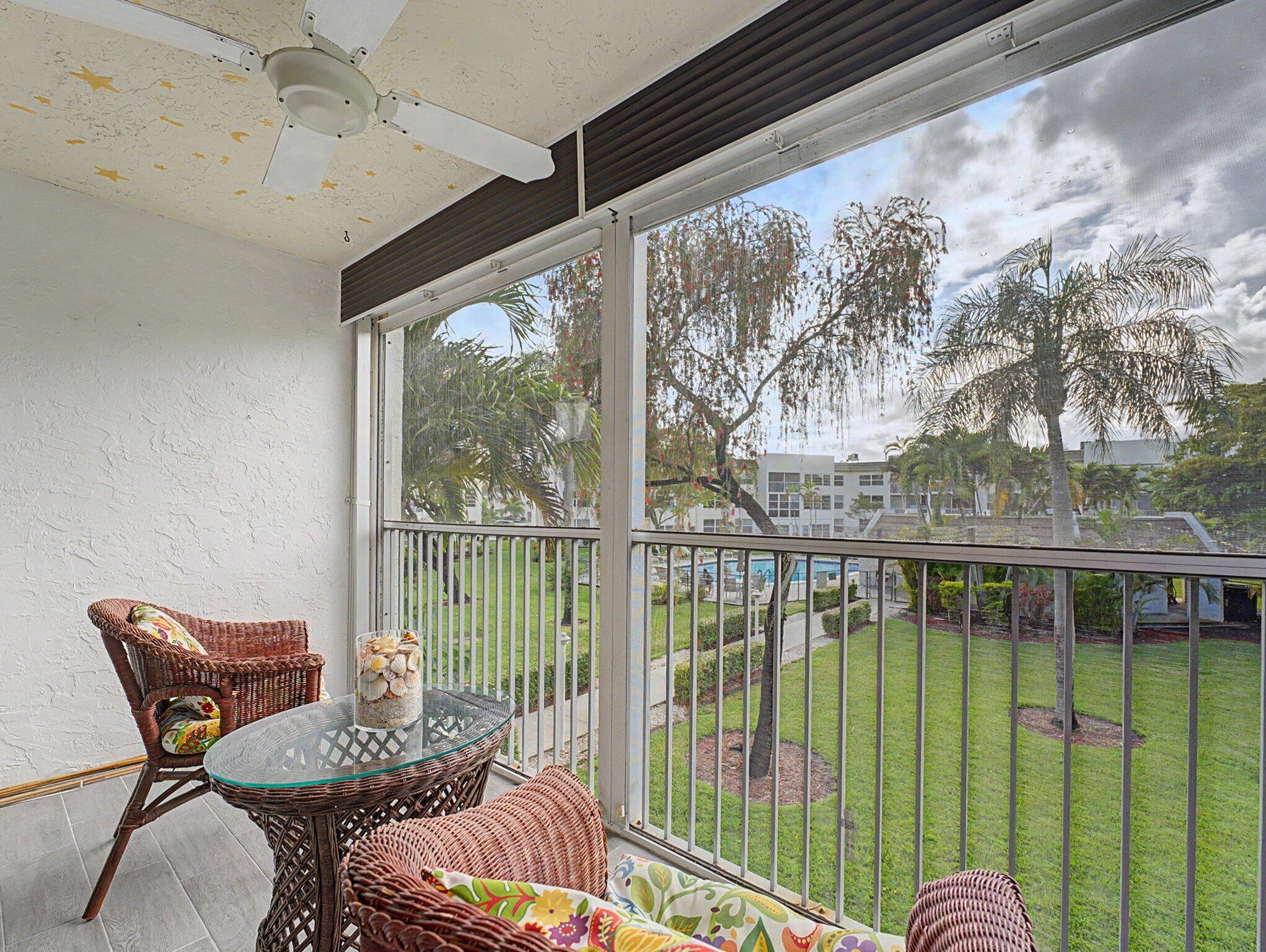Beautifully updated, move-in-ready condo offering a bright and inviting layout in a well-maintained community. This unit features a modern kitchen with white cabinetry, sleek countertops, and stainless steel appliances, along with an updated bathroom and neutral flooring throughout. Spacious living and dining areas flow seamlessly to a screened balcony—perfect for relaxing and enjoying peaceful views. Hurricane shutters provide added protection and peace of mind. Residents enjoy resort-style amenities including three pools, pickleball and bocce ball courts, fitness center, tiki hut, barbecue area, additional storage, and an active social club with events and excursions. Conveniently located near shopping, dining, and major roadways.
