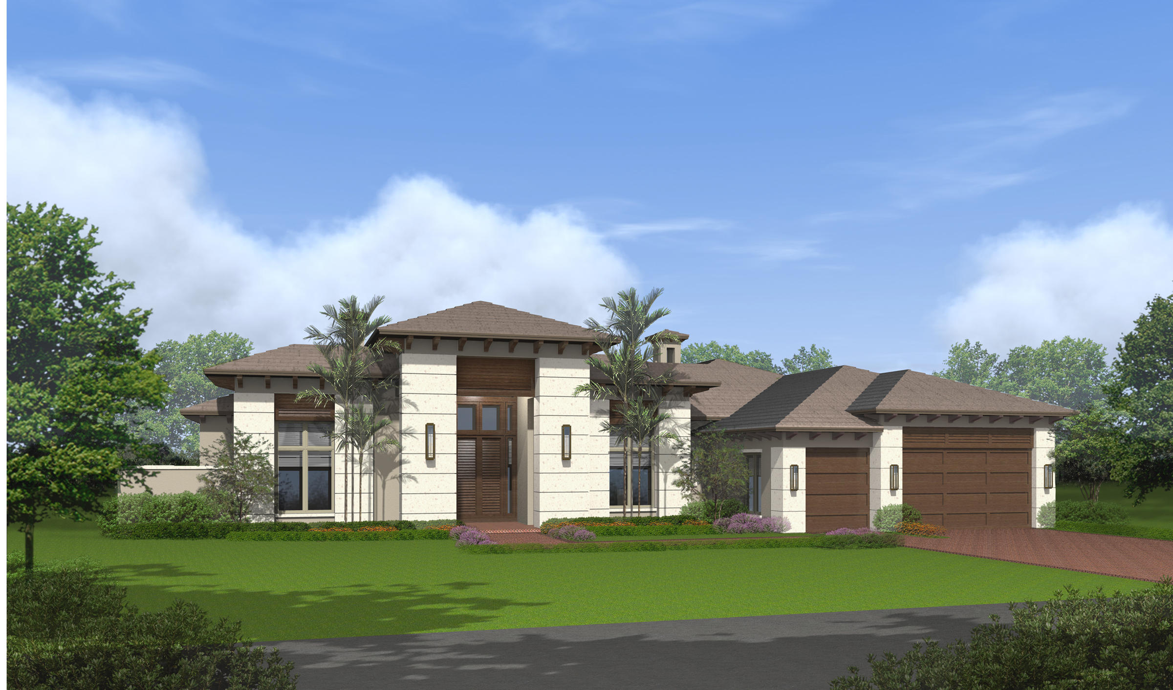 Brand new builder's furnished model, professionally decorated and well appointed Viceroy floor plan on desireable 1/2 acre lot with private water feature view and lush tropical landscape, custom designed pool and spa, summer kitchen, expansive patio with gas fireplace, marble floors, crown molding throughout, beautiful wine room, his and her master baths, VIP suite,