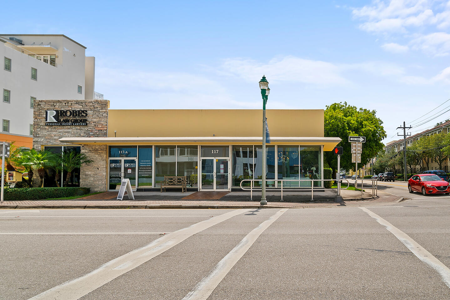 Prime Downtown Delray Beach Location just one block off Atlantic Avenue.  Double lot offers redevelopment potential or keep AS IS.  MULTI-USE COMMERCIAL PROPERTY WITH 17 SPACE OFF-STREET PARKING AREA IS A FREE STANDING CORNER 2-UNIT BUILDING AT THE NE INTERSECTION OF NE 5TH AVE & NE 1ST ST IN DOWTOWN DELRAY BEACH. UNIT A (TENANT OCCUPIED) HAS 3366 SQ FT PLUS A LOFT AREA OF 1033 SQ FT. CONSISTING OF OFFICES, CONFERENCE ROOM, RECEPTION AREA AND STORAGE. UNIT B (NOW VACANT) HAS 2868 SQ FT OF AVAILABLE FLOOR SPACE AND IS A LARGE, MOSTLY OPEN SHOWROOM, SPACE WITH AN OFFICE/WORK ROOM AND AN INVENTORY/STOCK ROOM IN BACK AREA WITH OVERHEAD GARAGE DOOR ACCESS. PROPERTY IS ZONED CBD. LOT IS .3226 ACRES/14052 SF (125X112.4