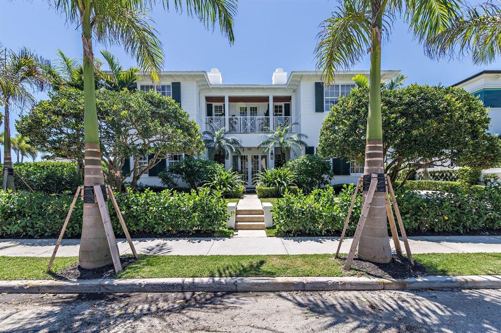 No stone left unturned!  This magnificent 5,000+ sq. ft home boats 3 bedrooms on the 2nd floor and one converted den/ bedroom on the 1st floor.  The home was built with the finest materials and currently overlooks the Intracoastal Waterway. Highlighting the stainless-steel appliances, chunky white marble countertops, large butler's pantry with ample prep space, a wine refrigerator and Scottsman ice machine, this home literally has everything. The living spaces on the first floor of this home are adorned with Brazilian dark cherry wood and feature 10' ft high coffered ceilings. When walking into the home your eyes immediately wander to the stunning staircase which leads you to the 2nd floor where the oversized master bedroom and the 2 guest suites reside. Aside from just bedrooms, the upstairs also features a large laundry room, a sitting room, a gracious loggia and 2 covered outside balconies/ terraces. If Florida lifestyle and sunshine is what you desire, you have found it here at 110 Beverly! The fabulous backyard is perfect for entertaining or for relaxing poolside overlooking Flagler Drive and the Intracoastal Waterway. The backyard incorporates a new summer kitchen with white marble countertops, a stainless-steel Lynx drop-in grill, new bar refrigerator, new faucets, new landscaping and much more!  Close to area beaches, I-95, PBI Airport, local restaurants and in the South Olive Elementary school district. *The waterfront views are not deeded, and the lot due east is privately owned and one day could be built on.