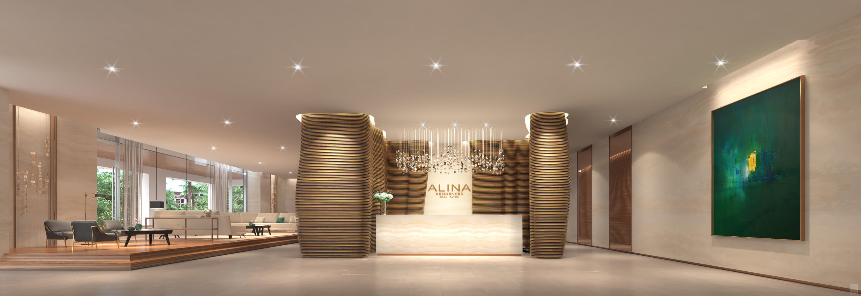 Created by one of New York's most renowned developers, ALINA delivers a curated collection of extraordinary private residences to the heart of Boca Raton. Offering an incomparable downtown location, this lush boutique residential retreat is nestled on over 8.5 acres, alongside the historic Boca Raton Resort and Club golf course. With contemporary design by acclaimed architectural firm Garcia+Stromberg, complemented by 32,000 SF of outdoor amenities, each family who calls ALINA home will enjoy a refined yet relaxed lifestyle.