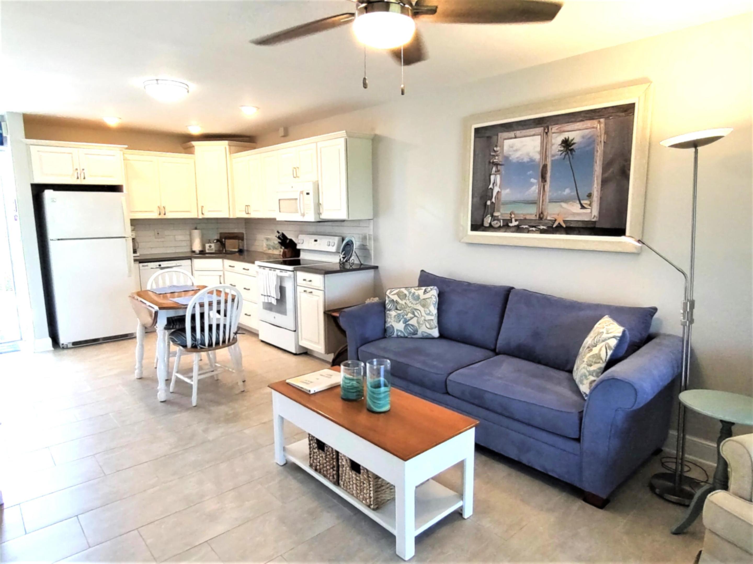 Cozy 1/1 end unit in Ocean Village, a Private & Gated Beach Front Community. Neat, Clean & fully furnished. This Turnkey ready Island Beach rental features private beach access, swimming pools, clubhouse, activities and 24/7 manned guarded gate with roaming security patrols. Nearby shopping, banking, fine dining and live entertainment. Rental Includes water, sewer, garbage, cable t.v. & Internet.