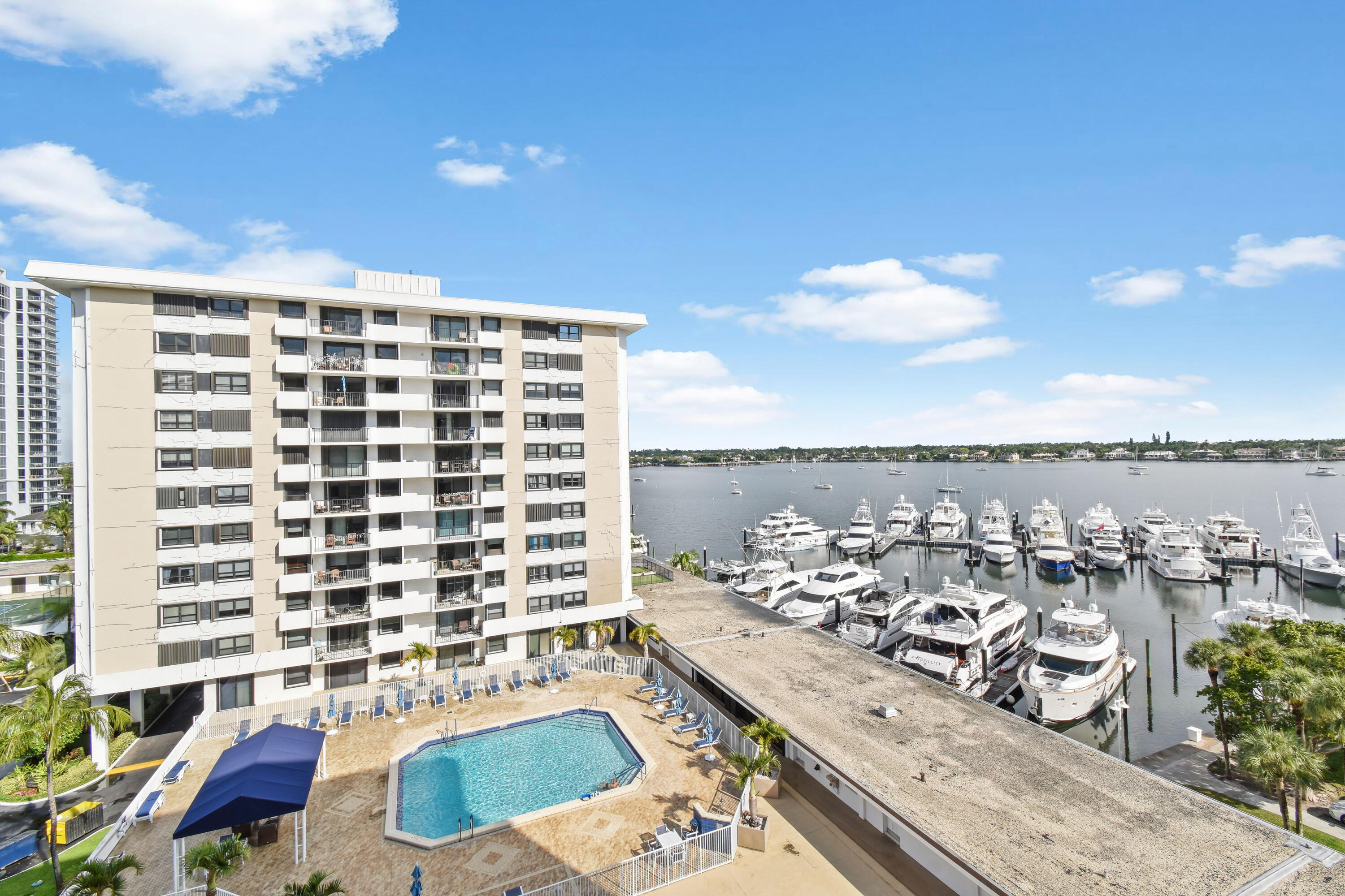 Old Port Cove is a waterfront gated community on the intracoastal in North Palm Beach. 24hr manned gate. Covered Attached Garage Parking for the Building. Tennis Courts and Pool. Marina with slips available and also has a restaurant on site. Sidewalks throughout the community. Building has had all concrete restoration done and new balconies. Laundry room and Mail room on the lobby floor. Close to North Palm Beach Country Club, beaches, shops and restaurants!