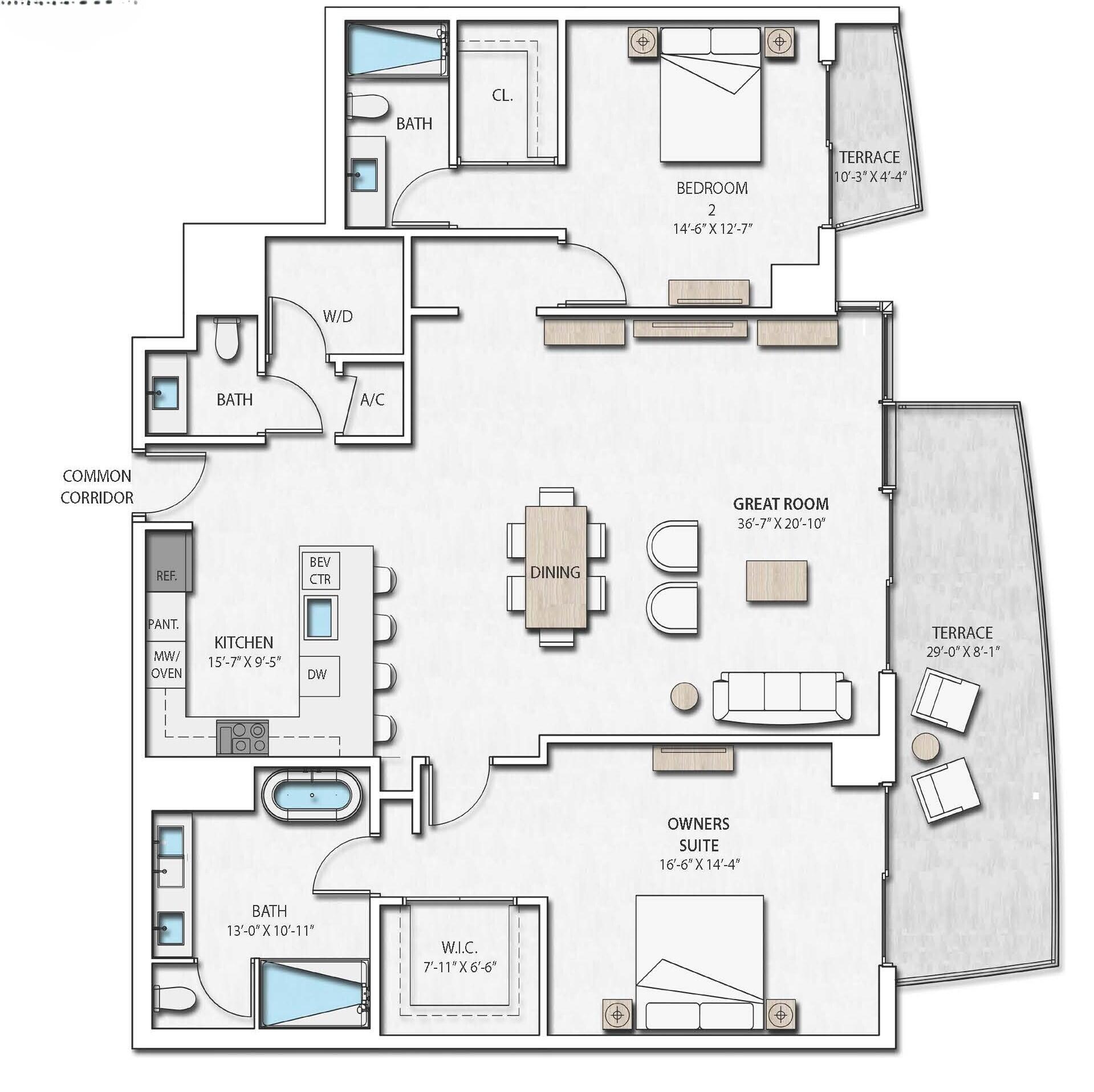 Luxe Waterfront Residence at  Nautilus 220 for only $830/ft!! Experience elevated coastal living in this brand-new waterfront residence with southern exposure. Featuring an expanded 2  Bedroom and 2 1/2 bath floor plan, this unique layout introduces 300 square feet of additional living space designed for maximum functionality and style. Residence Highlights include: Architectural Details with Soaring 10-foot ceilings and a fluid, open-concept design, Natural Light from a premium south-facing exposure bathes every room in sunlight. A Gourmet Kitchen Equipped with Miele appliances, dedicated beverage cooler, and waterfall quartz island. Outdoor Living with 2 private terraces offers Intracoastal and Ocean views. This residence includes one dedicated parking space and one storage cage. Residents enjoy access to a curated suite of amenities including: Wellness & Leisure offering a Resort-style pool, rooftop lap pool, fitness and yoga studios, sauna and steam room. Entertainment options include a Private bowling alley and an advanced sports simulator. On-Site Dining from renowned Chef David Burke  including Seahawk Prime and The Birdie. Luxury Living at an affordable price!