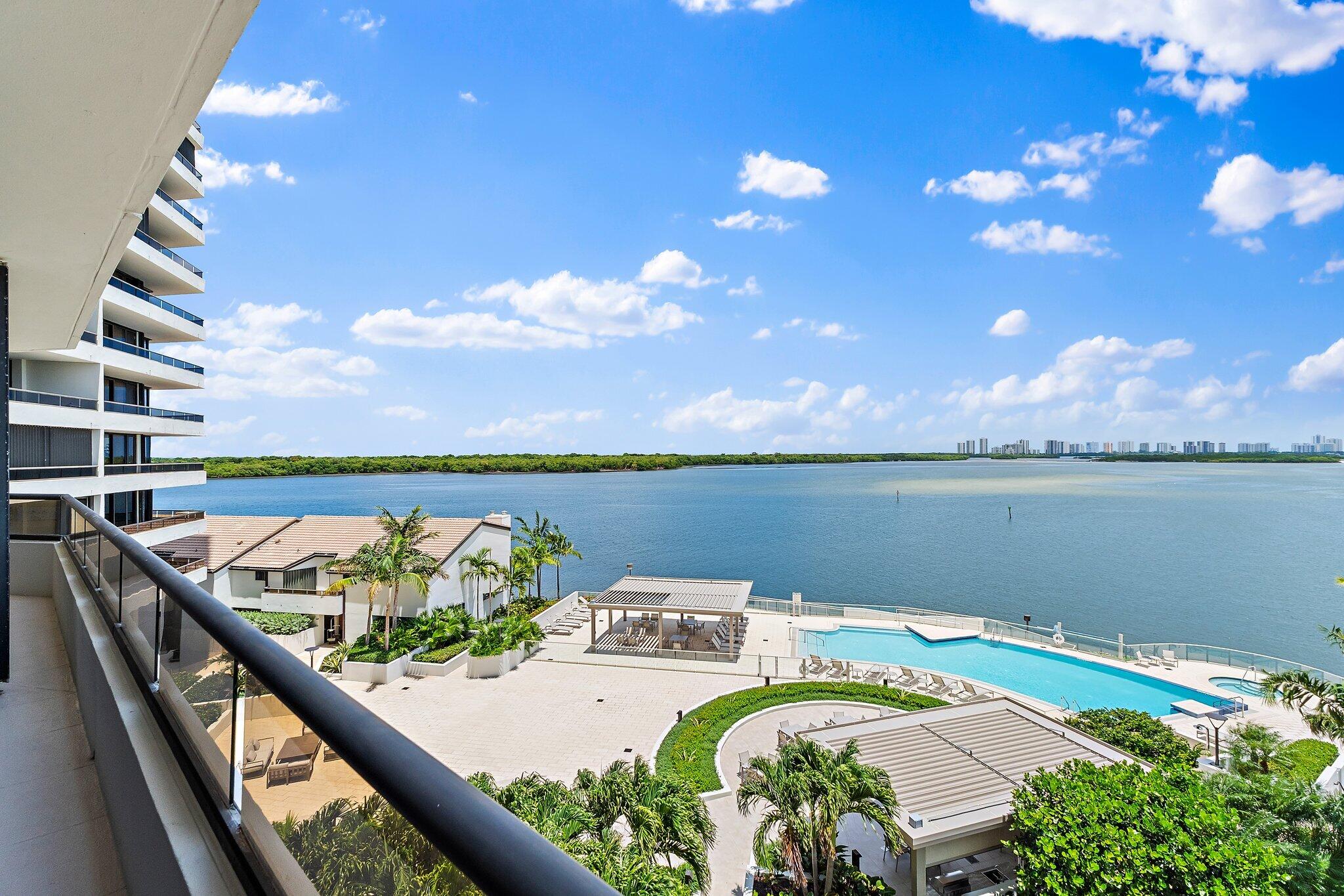 New Price! Exceptional opportunity to own in North Palm Beach's prestigious Lake Point Tower. This spacious 2-bedroom, 2.5-bath residence showcases sweeping south-facing Intracoastal views and more than 2,600 square feet of grand living space. Expansive rooms, abundant natural light, and stunning water views throughout create an unparalleled waterfront lifestyle. The living room is generously sized, offering ample space for a grand piano, and included a built in area with wet bar and beverage refrigerator. Enjoy your meals looking out onto the ocean from both the dining room and eat in kitchen area. New impact glass slider in kitchen dining area was recently installed! Huge walk in customized closets in both bedrooms. Large wrap around balcony with loads of space for outdoor furniture! Newer Bosch Air Conditioner, 2021.You'll be among the first to enjoy the exceptionally designed luxury heated pool and expansive outdoor deck, now complete! Pet friendly building (one small dog allowed). This secure gated waterfront community ensures your safety with 24-hour concierge service and roving security. The underground parking garage provides one assigned space and a private storage area - perfect for bicycles and sports equipment. Amenities abound including a newly renovated modern gym with top-of-the-line equipment, workshop, community room, library, 2 saunas and of course the magnificent new pool! Whether you prefer a workout, engaging in a hobby, or socializing with fellow residents, Lake Point Tower has something for everyone. Old Port Cove has an on-site restaurant, Belle's, where you can dine-in or have your meal delivered to your door. Take advantage of the 2-mile walking path around the perimeter of the community, offering a scenic route for your daily strolls. Watch the luxury mega yachts pull in and out of Safety Harbor Marina. Situated just a short drive away from the area's top restaurants, The Gardens Mall, beautiful beaches, Palm Beach International airport and world-class golf courses, this stunning waterfront property has it all!