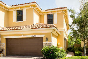 Built in 2014. Centrally located IN Wellington like-new 4 bed/2.5 bath, corner town home with comfortable and private back patio and backyard. Tile throughout first floor and common areas and neutral color carpet in second floor and all bedrooms. Impeccable master suite offers a very large walk in closet, bay windows, dual sinks, large bathtub for relaxing, separate walk in shower. Spacious bedrooms upstairs including their own closets. Full large bathroom with dual vanities as well. All bedrooms are upstairs. Community swimming pool, cabana, tropical foliage with excellent schools. Minutes to wellington green mall, restaurants, medical facilities!