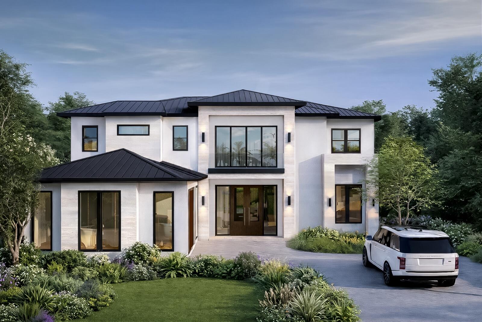 Welcome to this meticulously designed 5 bedroom, 5.5 bathroom residence with a private 1 bedroom, 1 bathroom guesthouse, a masterpiece by VDM Construction with interiors by Thanos. Situated on an oversized nearly 12,200 SqFt lot in the coveted SoSo neighbourhood, this southern facing home is filled with natural light and features soaring ceilings. The kitchen is outfitted with white oak veneer cabinetry, a custom built-in wine wall, along with a spacious pantry with a secondary refrigerator and dishwasher. Designed for entertaining, the main level also offers a spacious club room with a wet bar, paired with a private office and full bath. Upstairs, the primary suite offers a private terrace, a truly expansive walk-in closet, and a spa-inspired bath with all-natural travertine slabs, double vanities, dual shower heads, dual water closets, and a Roman tub, along with three additional ensuite bedrooms. Outdoor living is equally impressive with a marble pool deck, covered loggia, outdoor shower, summer kitchen with island & bar, and a heated saltwater pool with smart controls and autofill. The private guest house includes 1 bedroom, 1 full bath, and an expansive rooftop terrace with serene views of the pool and beautifully landscaped gardens. Additional highlights include a full home automation system, elevator, dual laundry rooms, and an oversized 2-car garage with 12'6" ceilings, providing ample space for a lift. Ideally situated in SoSo, this exceptional residence is just minutes from PBI Airport, downtown West Palm Beach, Palm Beach Island, The Park Golf Course, and the area's premier beaches, dining, and shopping.