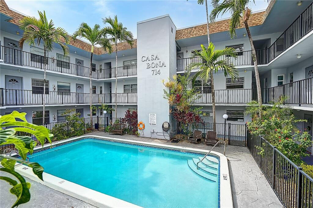 Motivated Seller! This charming 2 bed, 2 bath condo is the perfect opportunity to own in one of Hallandale Beach's most desirable boutique buildings. An inviting open concept living and dining area with plenty of room to relax or entertain. The spacious kitchen, and a large hallway storage closet adds rare extra space. Convenient elevator access is right outside your door, making daily living effortless. Several amenities including a sparkling pool, meeting room, and elevator. You'll have one assigned parking space plus ample guest parking for visitors. The location is unbeatable, just minutes to Aventura Mall, beaches, dining and shopping and minutes to Ft Laud Int Airport. Fantastic value in a high demand area! All ages building!