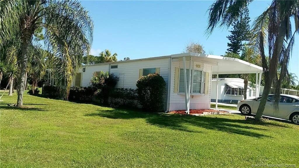 Yes any bid over $2,650 at the Auction may get you this  home. Estate Sale This two bedroom two bath manufactured home in a 55 and older community is a beautiful well maintained manufactured home in a cozy cul-de-sac also on the golf course and view also golf course view directly across from community pool tennis and clubhouse. This house also has a private wooden deck which has a nice open-air breeze overlooking golf course good place to sit outside and barbecue . This home is equipped with new kitchen new water heater new lamps countertops new toilets upgraded bathroom window dressing freshly painted Air conditioner is only 8 years old roof has been inspected and there was no damages Market rent (new owner): $1,027.59 a month for 12 months.