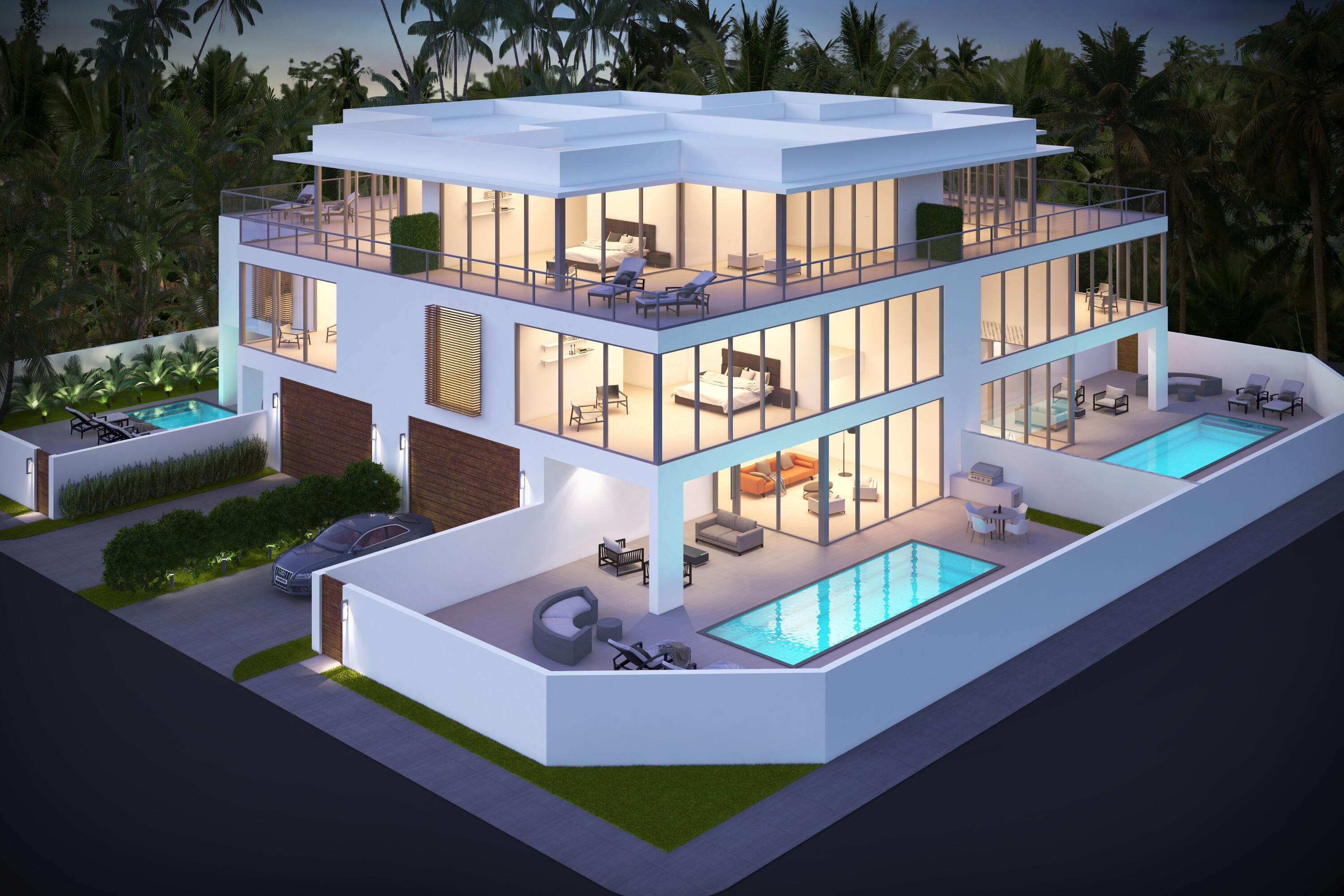 Bespoke coastal living is now within your reach in coveted East Delray Beach. The highest standard of modern architecture seamlessly blends with the elegant seaside charm of Florida's ''Village by the Sea'' at ASEA 4, the newest collaboration from the visionary teams at Stamm Development Group, The Decorators Unlimited, and Silberstein Architecture. Inspired by the best of seaside living, the warmth of coral and the cool tones of seaglass harmonize at ASEA 4 to provide you with the perfect paradigm of South Florida lifestyle. Less than two blocks from Delray's most beloved amenities, including pristine beaches and elevated shopping and dining destinations on Atlantic Avenue, ASEA 4 is a gleaming modern beacon in the heart of a thriving community. With 4,195 gross square feet, 3,513 square feet under air, 4 bedrooms, 4 full bathrooms, 1 powder room, and a 2-car garage, there is ample space for both hosting guests and serene family living.

The first floor's spacious 11' ceilings welcome guests into the home, with abundant room for entertaining thanks to the open floor plan that connects the great room to the kitchen, which includes a cutting-edge Wolf/Subzero appliance package fit for the most enthusiastic of home chefs. Glass doors off the great room and kitchen welcome in natural light and provide access to the private outdoor space, which includes a full saltwater pool with optional heater, summer kitchen with a gas grill and under-counter beverage center, and covered patio space for relaxing in the shade.

A 3-story elevator seamlessly connects the ground level to the home's second and third floors. Once upstairs, visitors can take in the 2nd-floor primary suite, which contains a luxurious main bath with dual vanities, water closet, expansive shower, and soaking tub. Even better, the suite boasts two unique walk-in closets and easy access to the second-floor laundry with Electrolux washer and dryer. The second floor is completed by the first of three guest rooms, which contains its own full bathroom, and one of the home's many highlights in the club room, which is perfect for entertaining with its full wet bar and under-counter wine fridge. The third floor comprises two additional guest bedrooms, each with its own full bathroom, along with a balcony for soaking in the Florida sun and ocean breezes and a morning bar with sink and under-counter beverage center to service the floor's guest bedrooms.

Bespoke touches abound throughout the home, including custom local kitchen and vanity cabinetry, natural white oak flooring throughout, and textured sandstone-style porcelain in the bathrooms. Cutting-edge contemporary amenities include recessed LED lighting throughout, smart home integration, top-of-the-line appliances, and much more. Follow your heart towards the sea and experience a new standard of coastal living in Delray Beach at ASEA 4.

HOA is to be determined and will include insurance, landscape and pool.

Disclaimer: The information published & provided including but not limited to prices, measurements, square footages, lot sizes, features, finishes, and calculations are subject to errors, omissions or changes without notice. All such information should be independently verified. All parties should perform their own due diligence on pre-construction sales to verify all information.
Developer fee of 1.5% of the purchase price at closing.