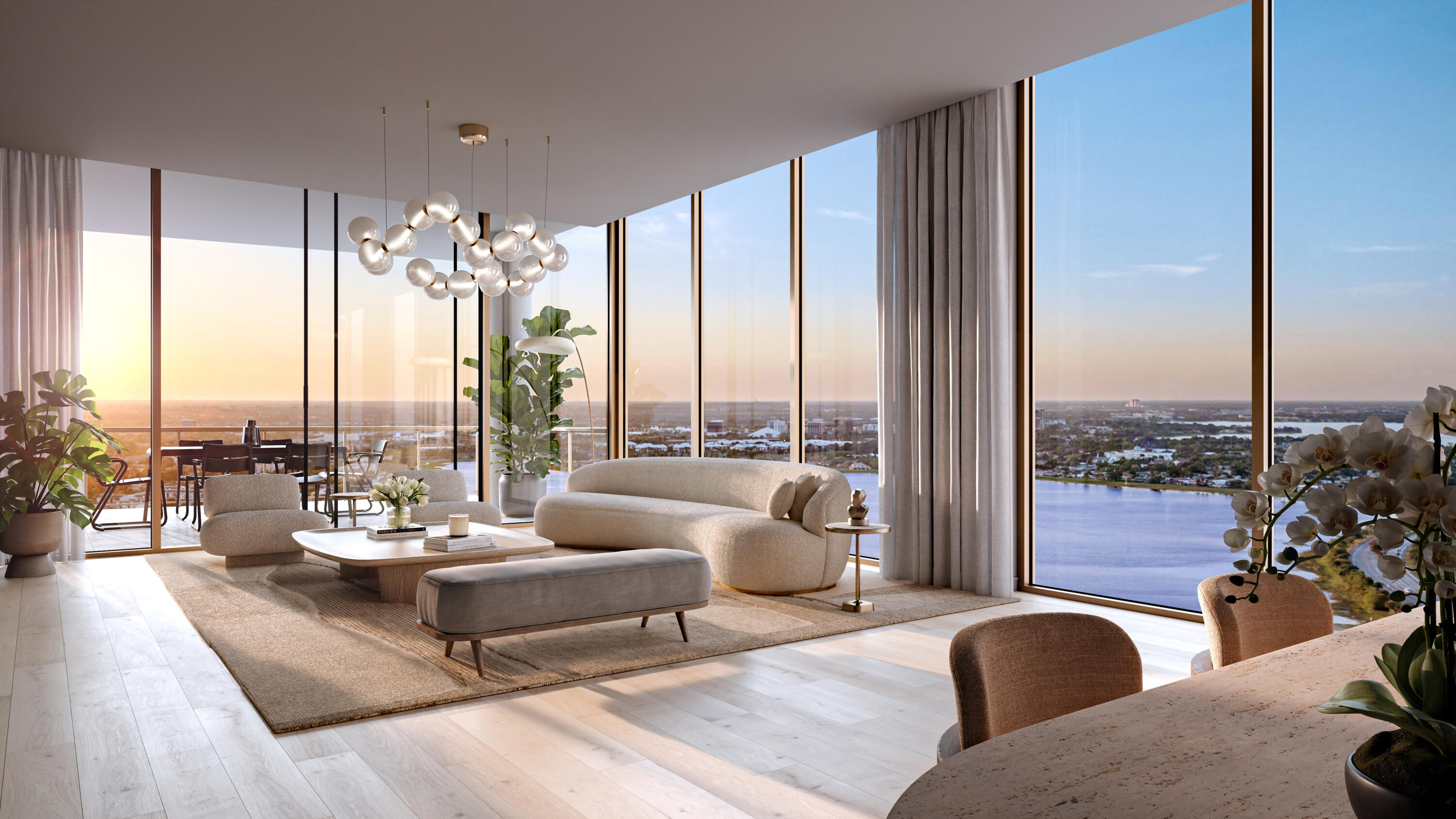 Introducing a lower penthouse residence at The Berkeley, envisioned by the developer of The Bristol and designed by Arquitectonica. This expansive flow-through home offers both east and west exposures, with floor-to-ceiling glass and soaring ceilings that fill the interiors with natural light throughout the day.  Generous living spaces extend seamlessly onto oversized terraces—among the largest in West Palm Beach—creating a true indoor-outdoor lifestyle with sunrise-to-sunset views. The residence features Snaidero Italian cabinetry, Sub-Zero and Wolf appliances, and a versatile flex space ideal for a home office, library, or guest suite. Residents enjoy a curated collection of amenities, including a rooftop sky lounge with panoramic views, private on-demand car service, full-service concierge, valet, and a comprehensive wellness offering with spa and in-residence care by UPLIN Health. Ideally positioned along Clear Lake, The Berkeley offers exceptional connectivity to downtown West Palm Beach, cultural destinations, and major transit routes—while maintaining a private and peaceful residential setting.   All images and visual materials associated with this property, including AI generated images, virtually staged photos, edited images, artist conceptual renderings, maps, site plans, floor plans, and other graphics, are provided solely for illustrative purposes. These representations may not accurately reflect current conditions and are subject to change without notice. No representations or warranties are made regarding the accuracy or completeness of these visual materials. Buyers should not rely solely on these materials and are responsible for independently verifying all property details.